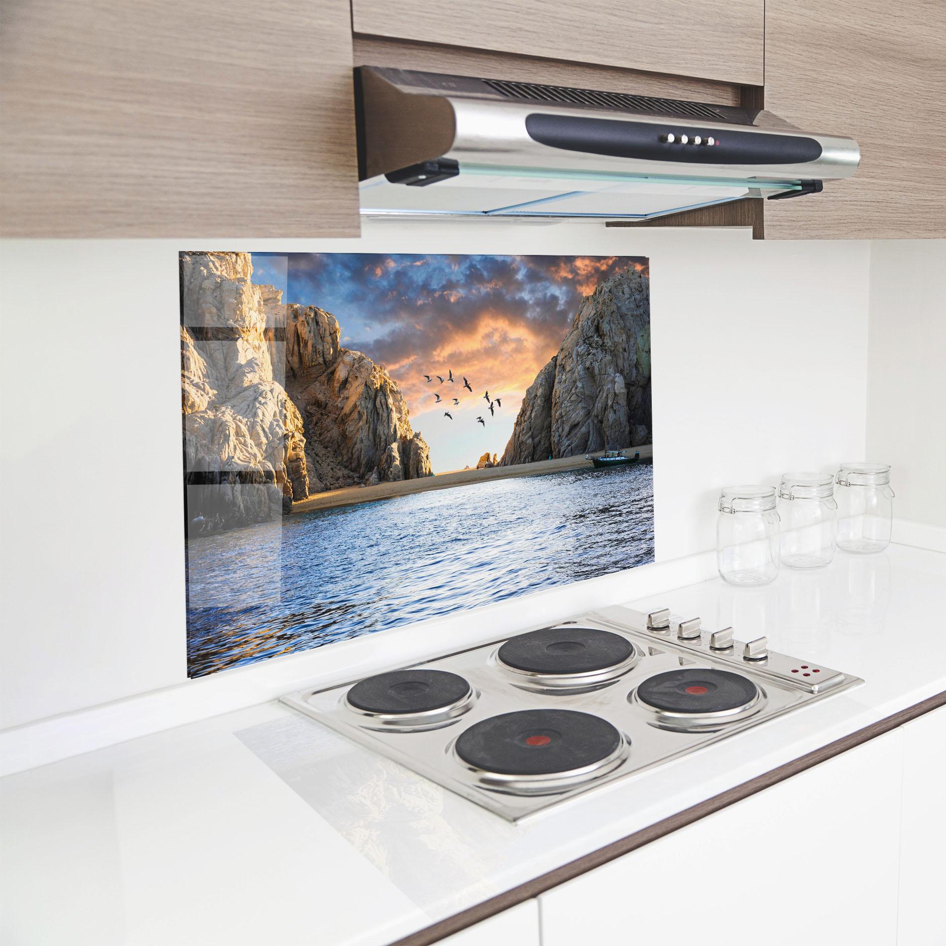 Konyhai üveg hátfal Lover S Beach mockup 8