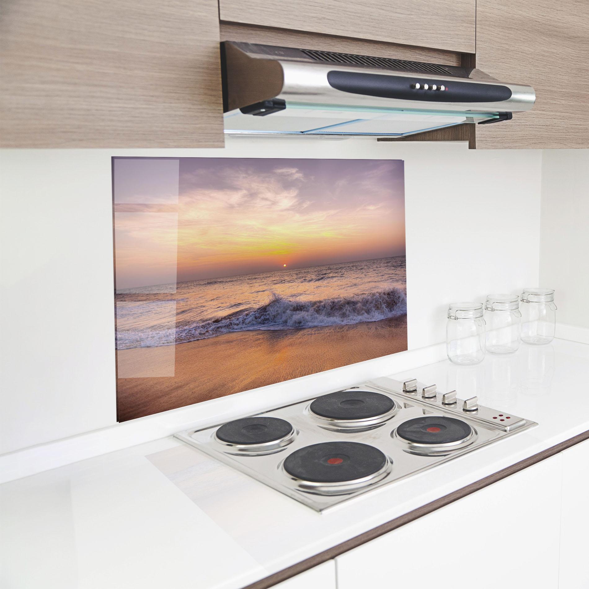 Konyhai üveg hátfal Purple Sky Beach mockup 8