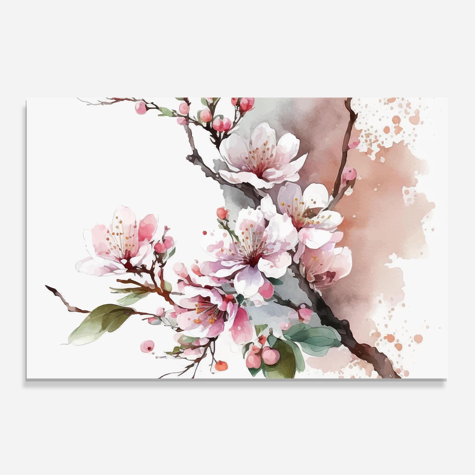 Konyhai üveg hátfal Cherry Spring Flower mockup 0