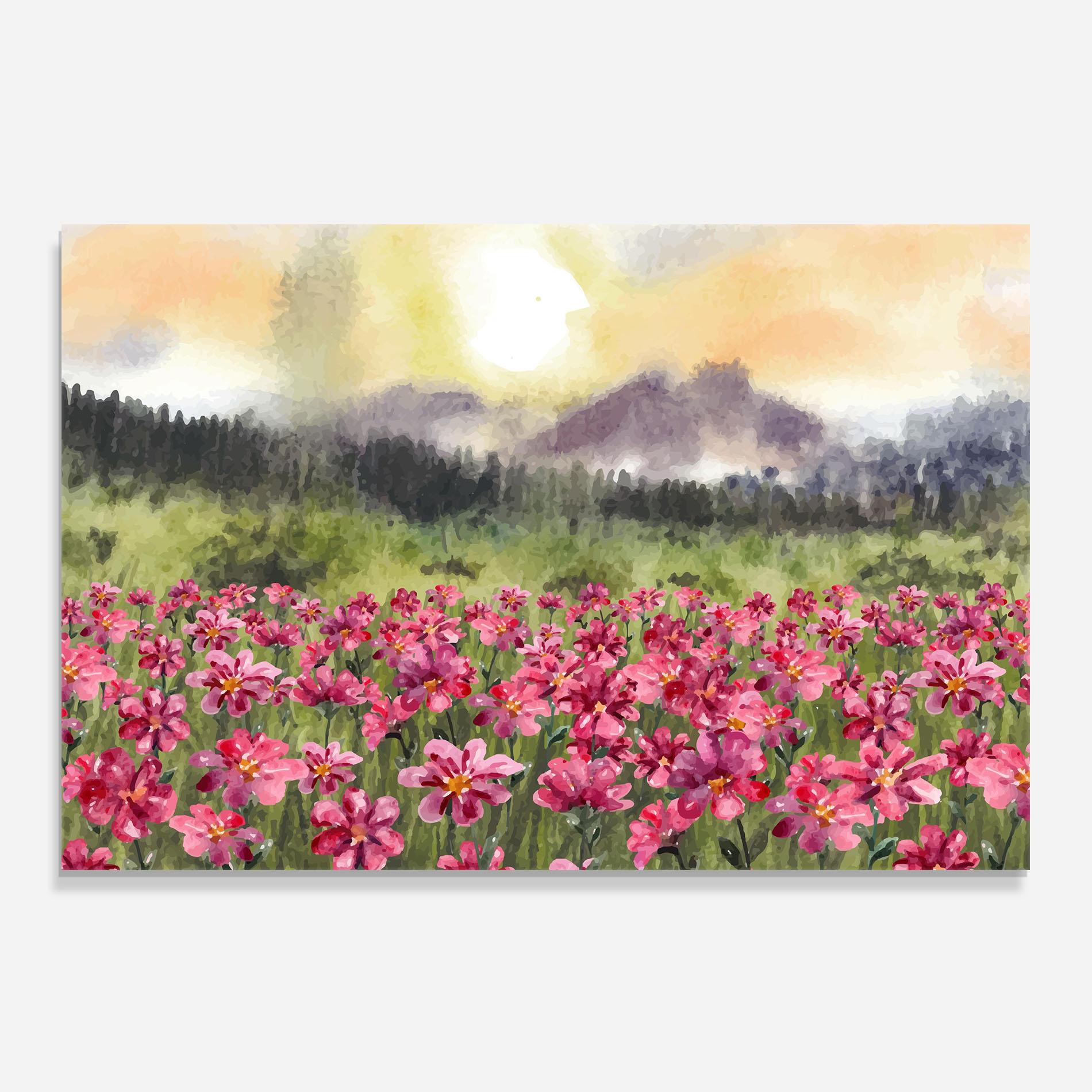 Konyhai üveg hátfal Pink Flower Spring mockup 0