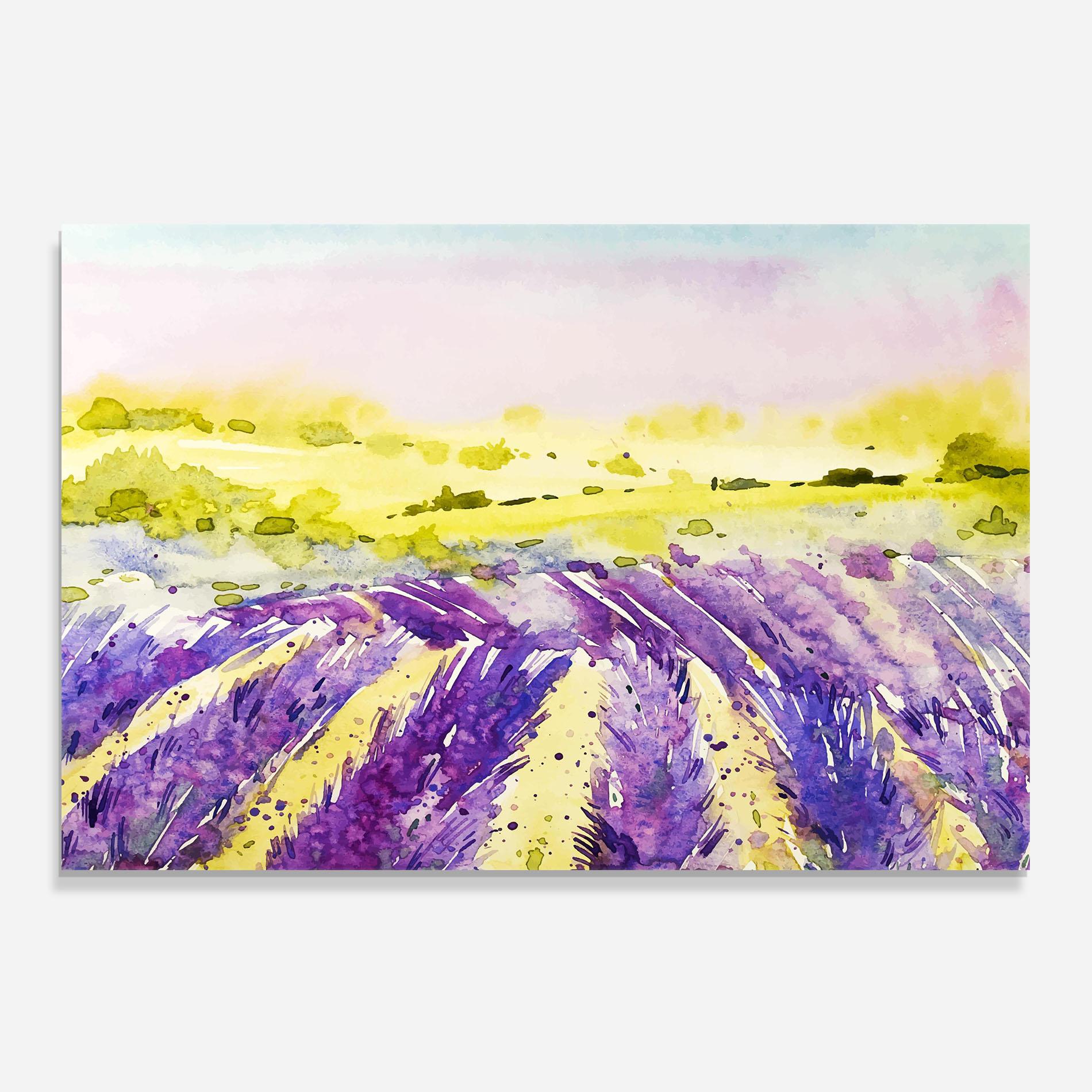 Konyhai üveg hátfal Purple Spring Field mockup 0
