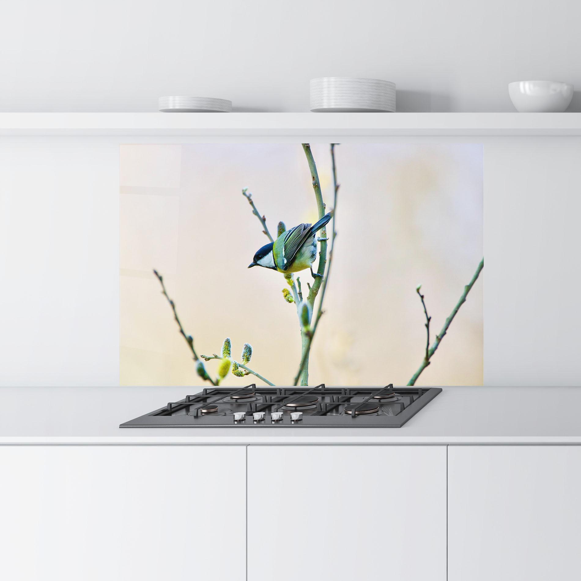 Konyhai üveg hátfal Beautiful Spring Bird mockup 9