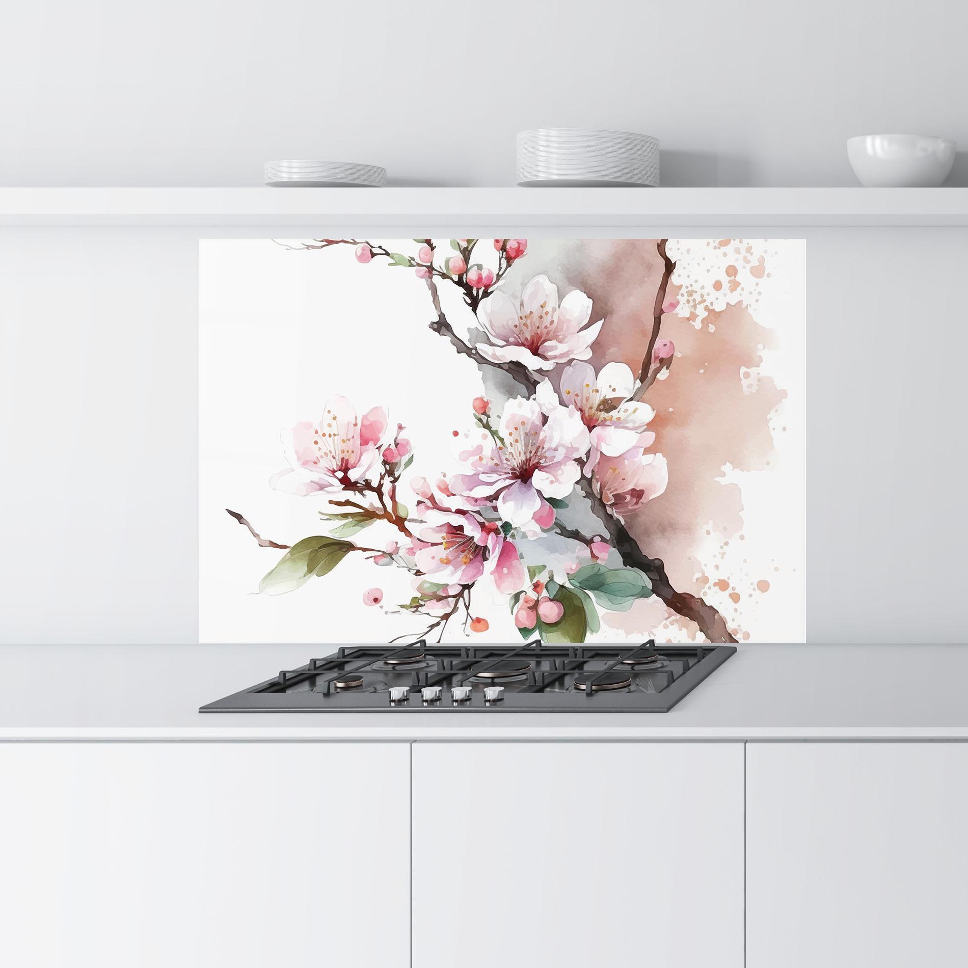 Konyhai üveg hátfal Cherry Spring Flower mockup 9