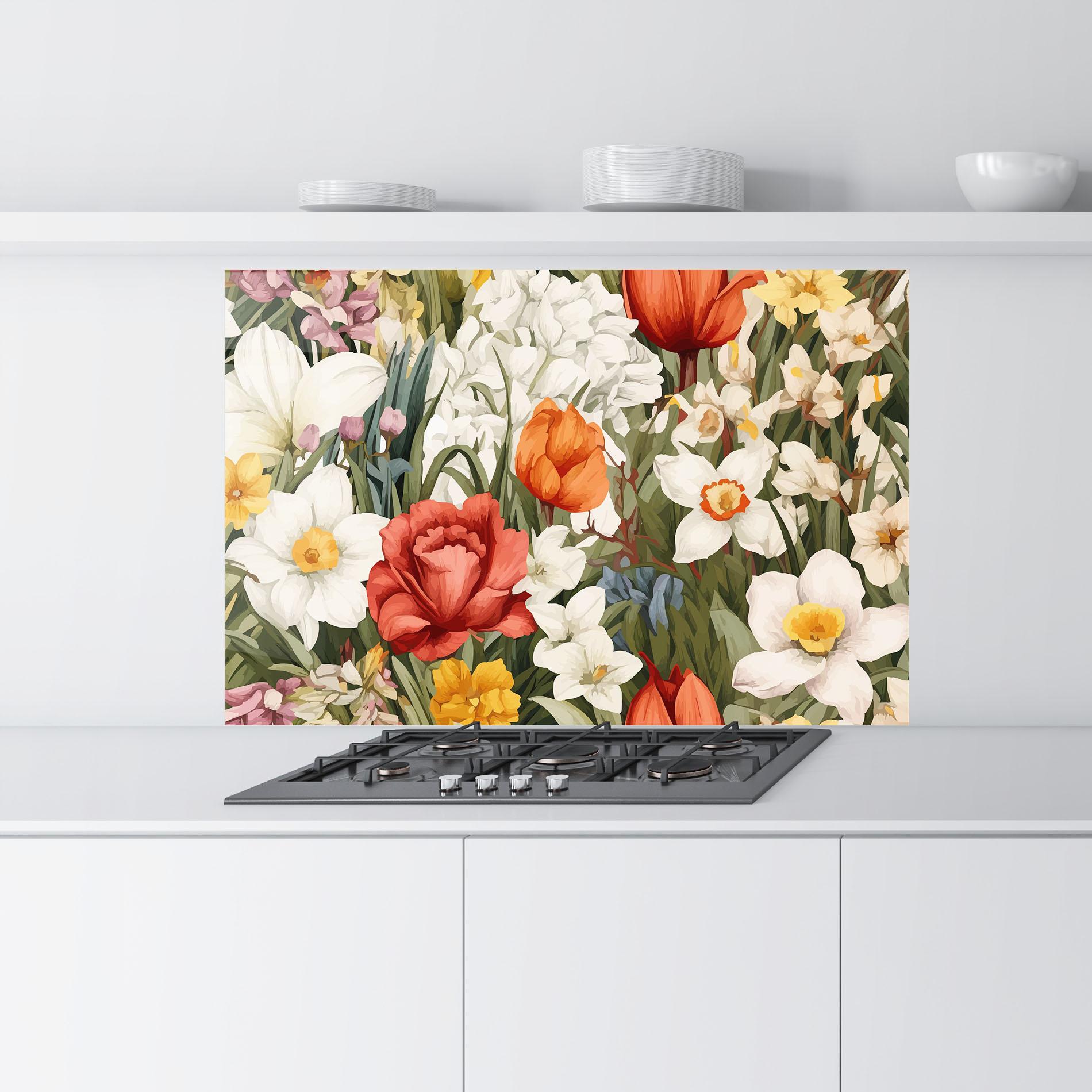 Konyhai üveg hátfal Orange Red Spring mockup 9