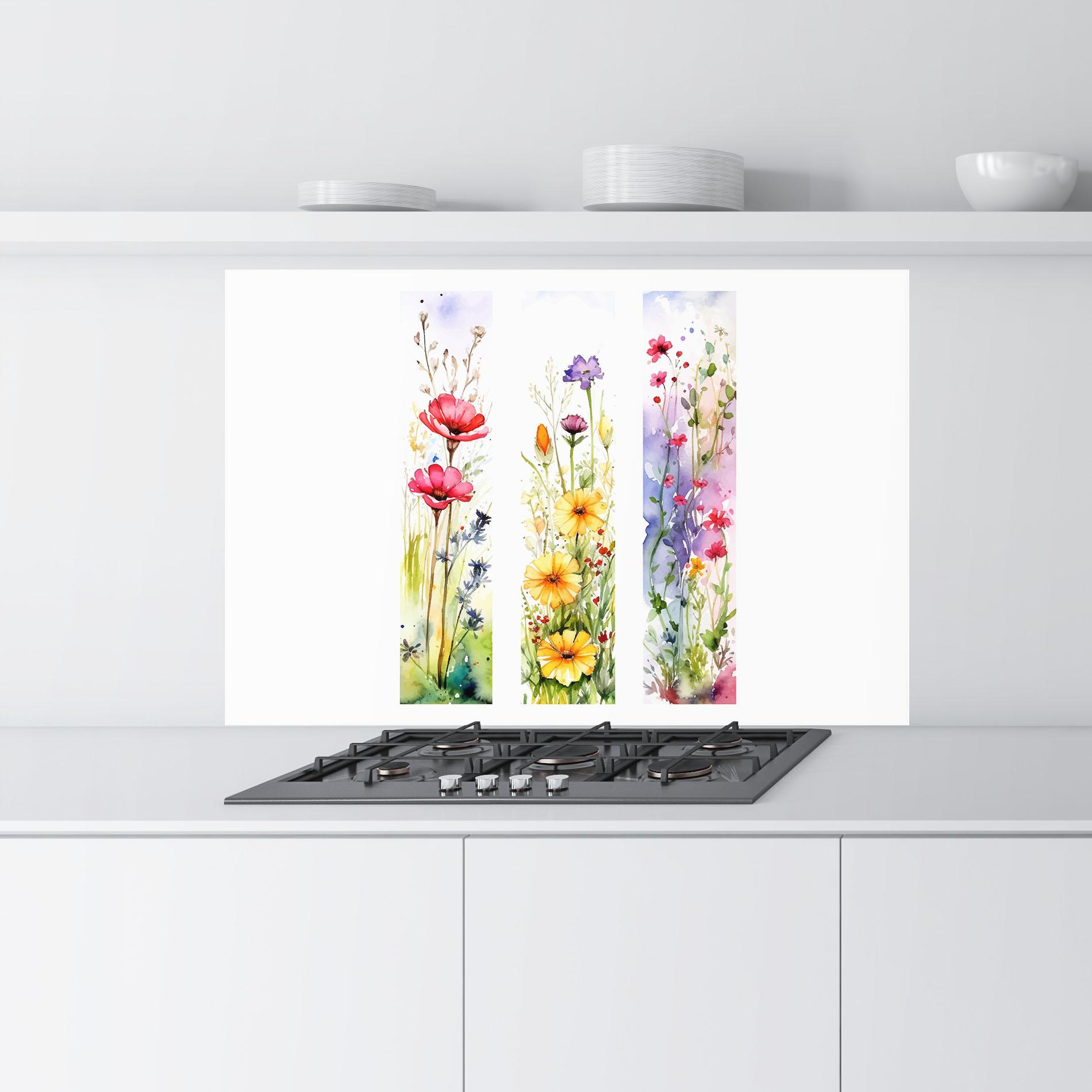 Konyhai üveg hátfal Spring Flowers Set mockup 9
