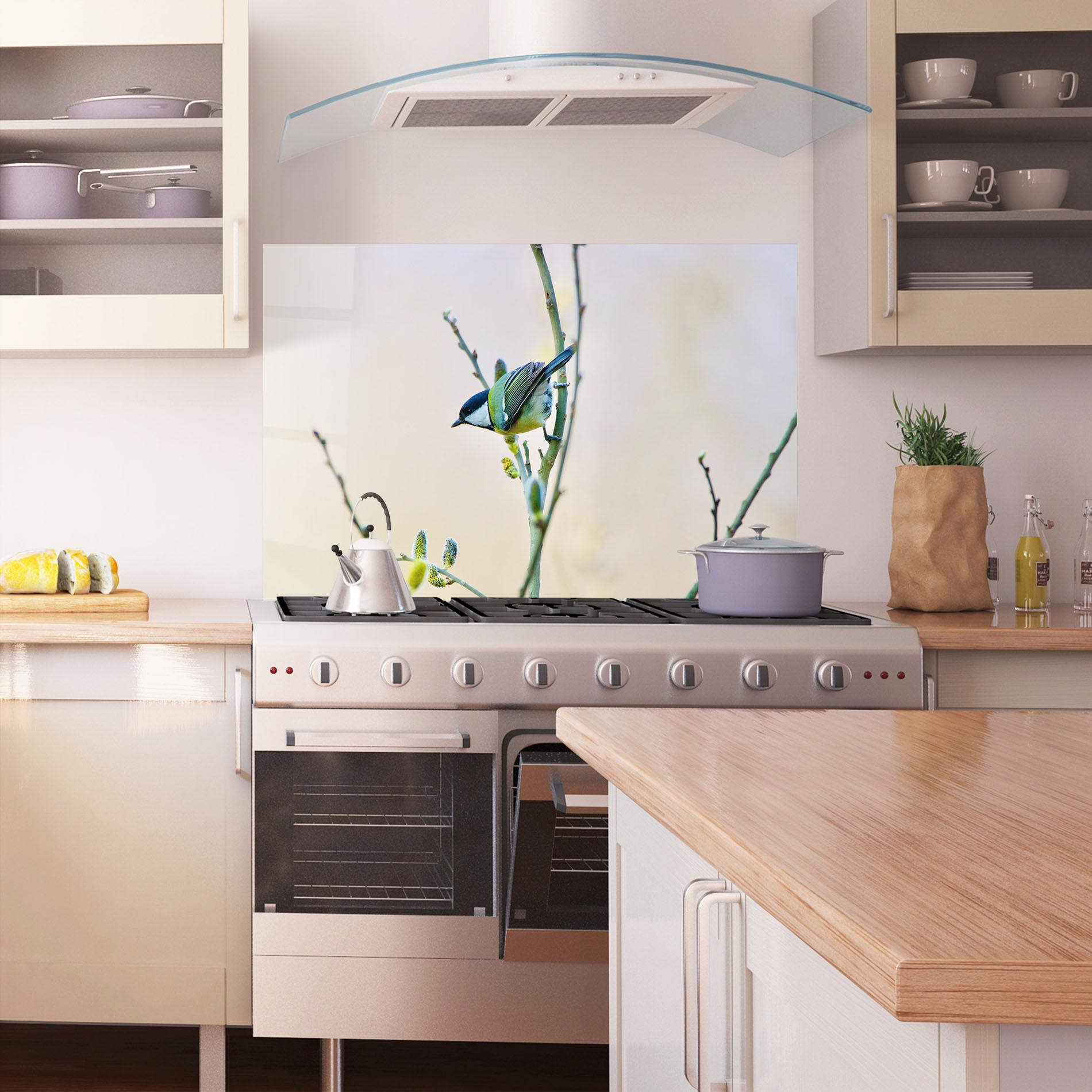 Konyhai üveg hátfal Beautiful Spring Bird mockup 1