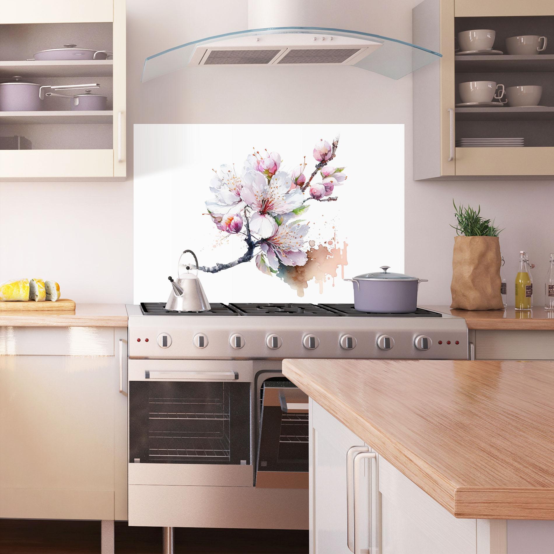 Konyhai üveg hátfal Cherry Spring Art mockup 1