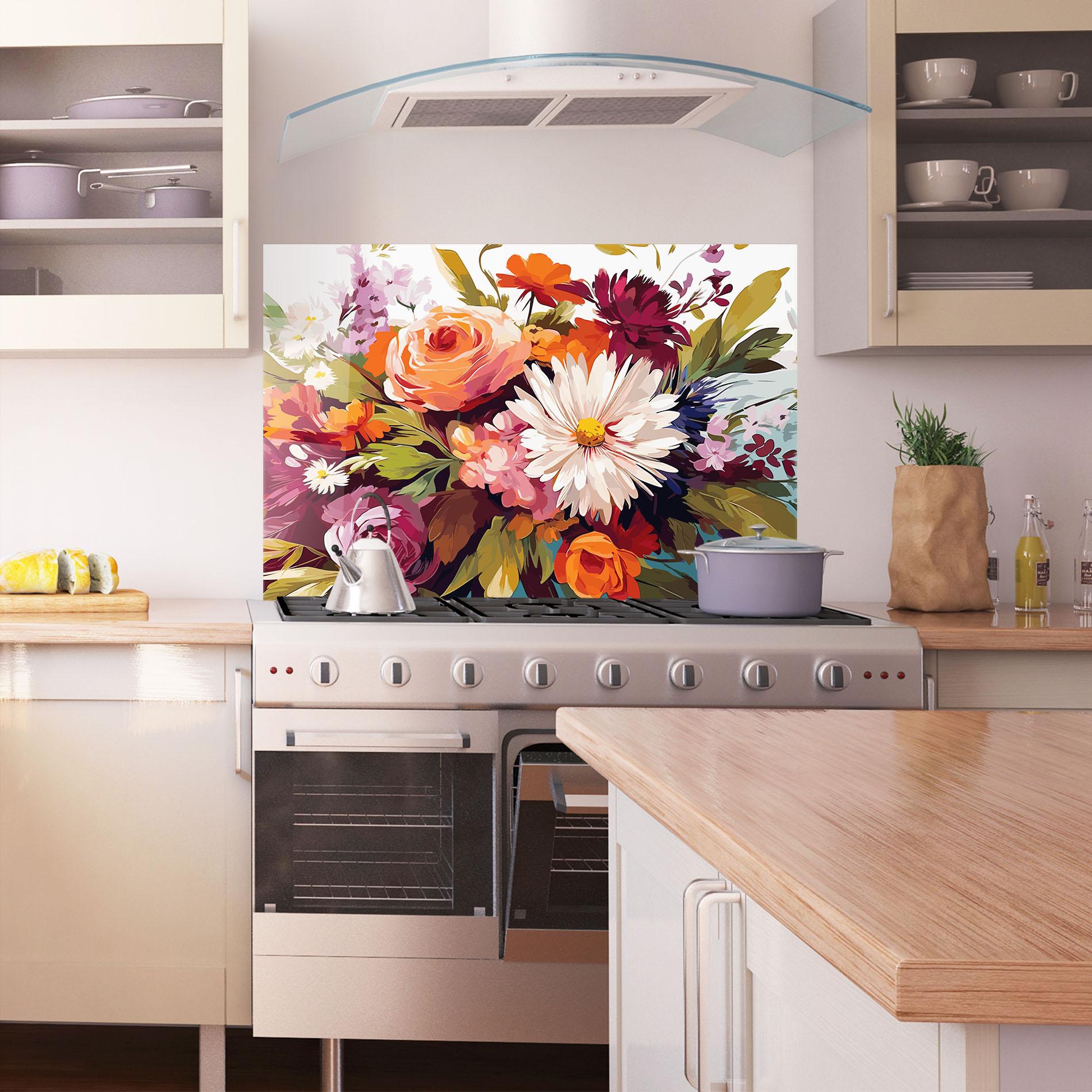 Konyhai üveg hátfal Cream Orange Spring mockup 1