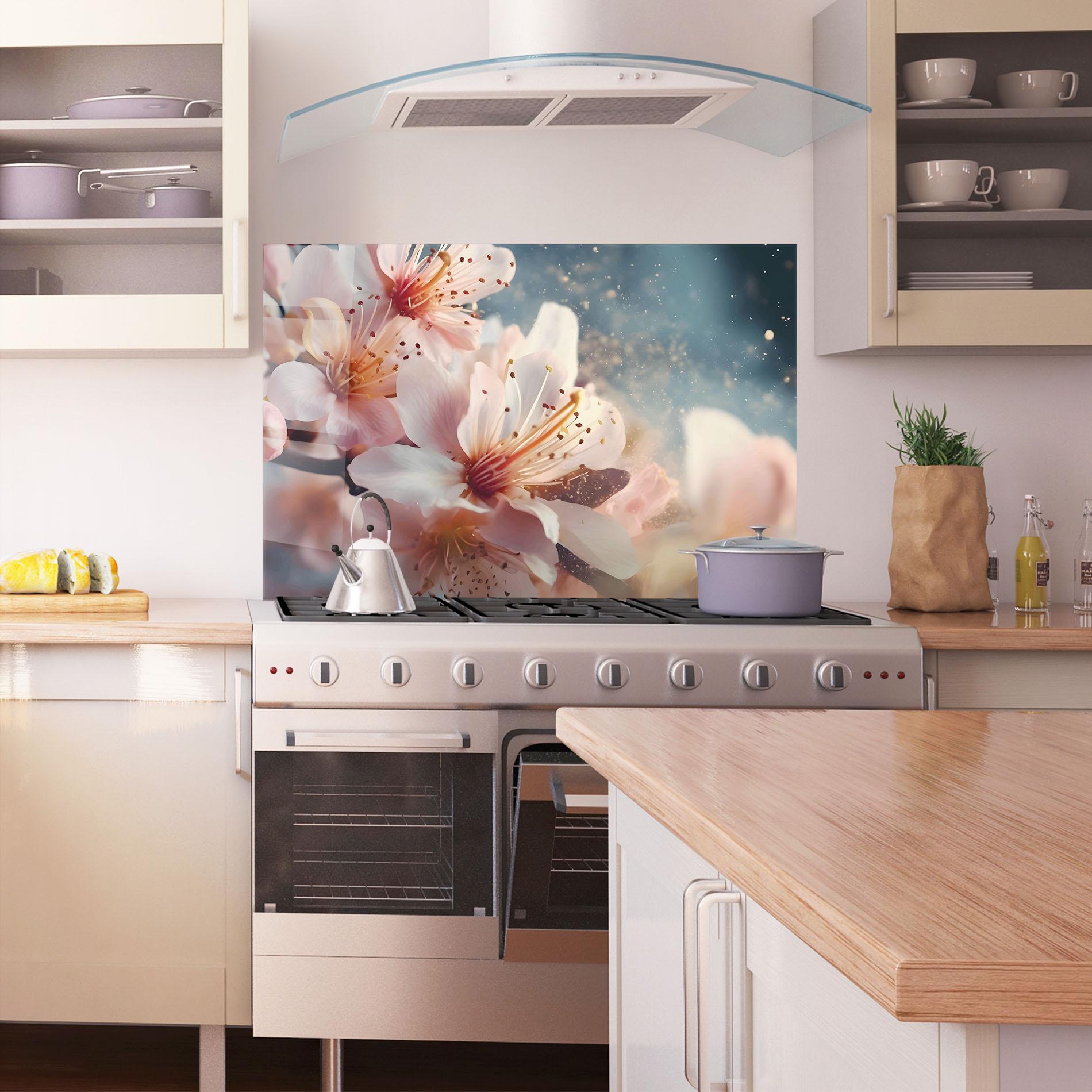 Konyhai üveg hátfal Flower Spring Art mockup 1