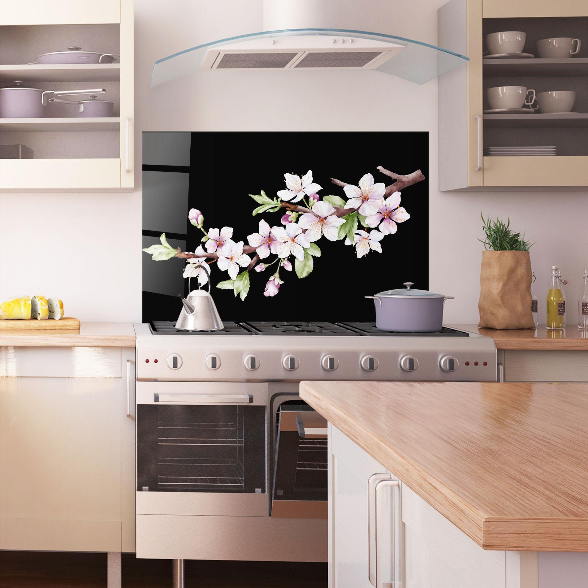 Konyhai üveg hátfal Pretty Flower Spring mockup 1