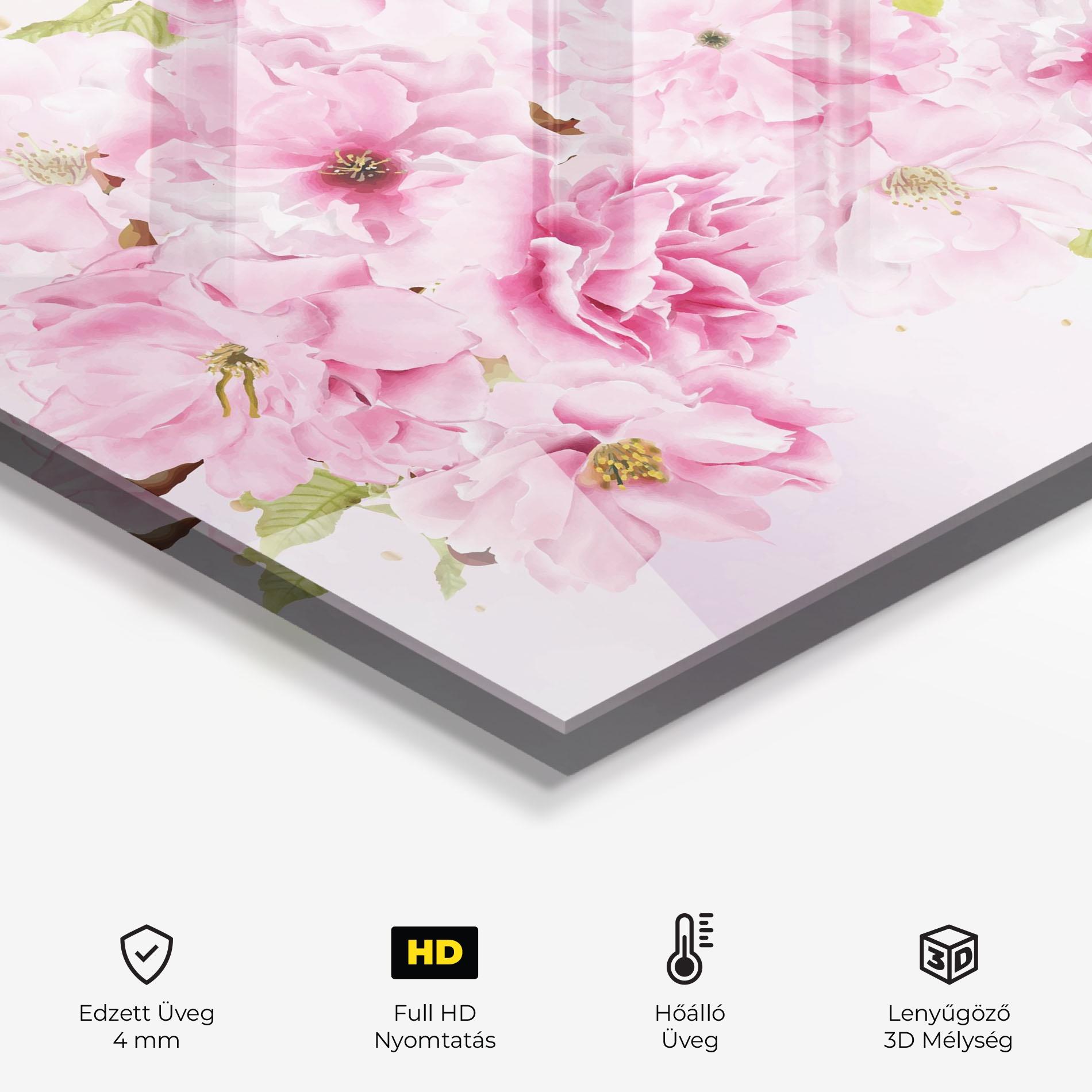Konyhai üveg hátfal Cherry Flower Spring mockup 2