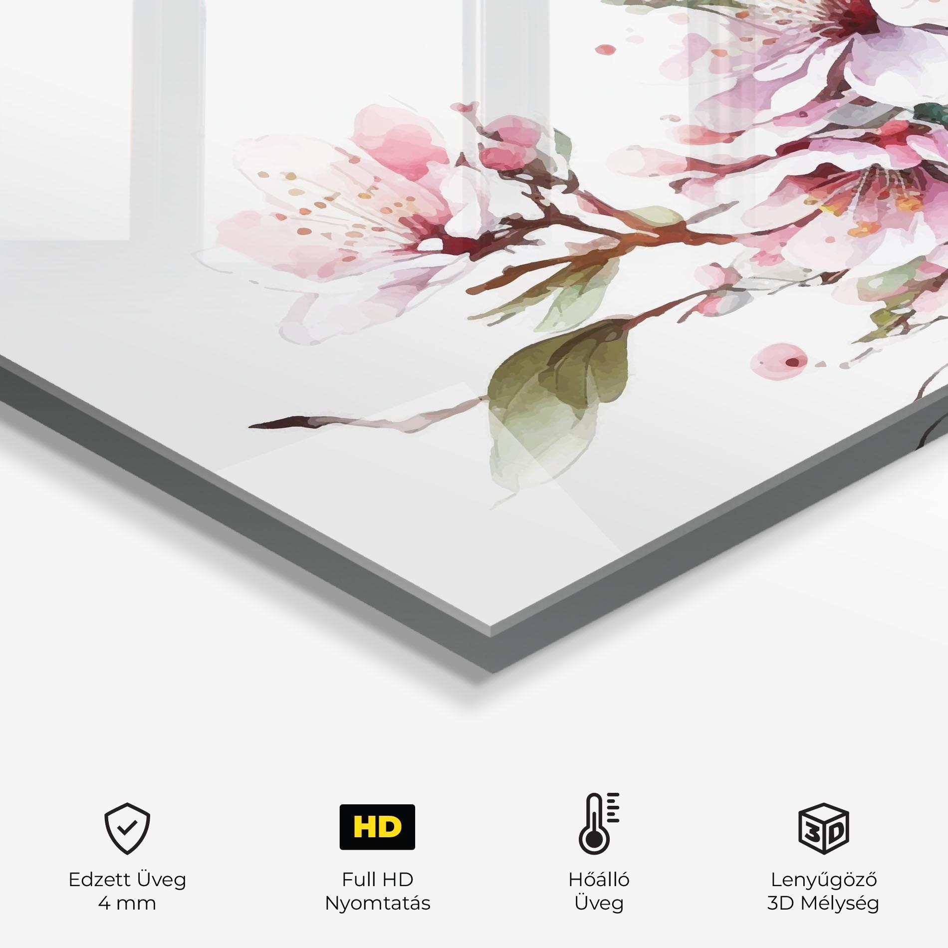Konyhai üveg hátfal Cherry Spring Flower mockup 2