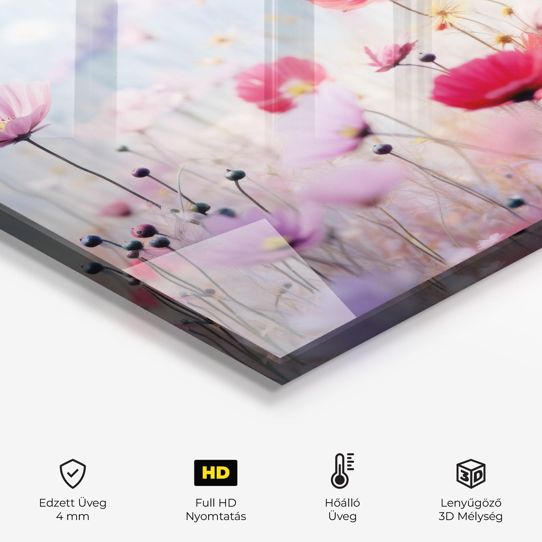 Konyhai üveg hátfal Dreamy Sprig Pink Flower mockup 2