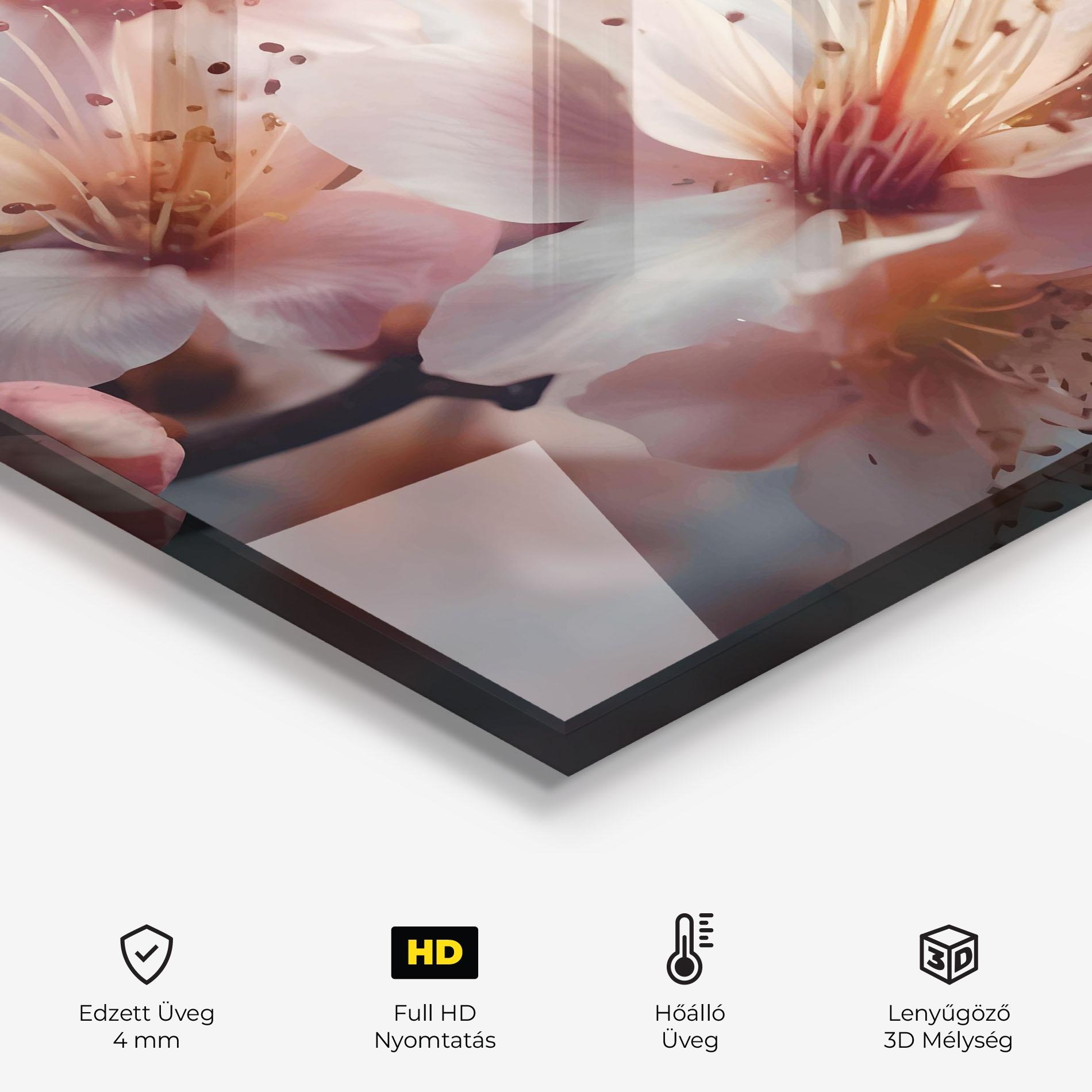 Konyhai üveg hátfal Flower Spring Art mockup 2