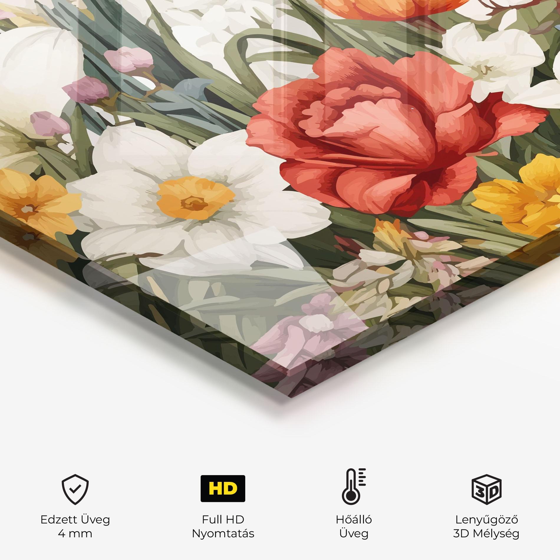 Konyhai üveg hátfal Orange Red Spring mockup 2