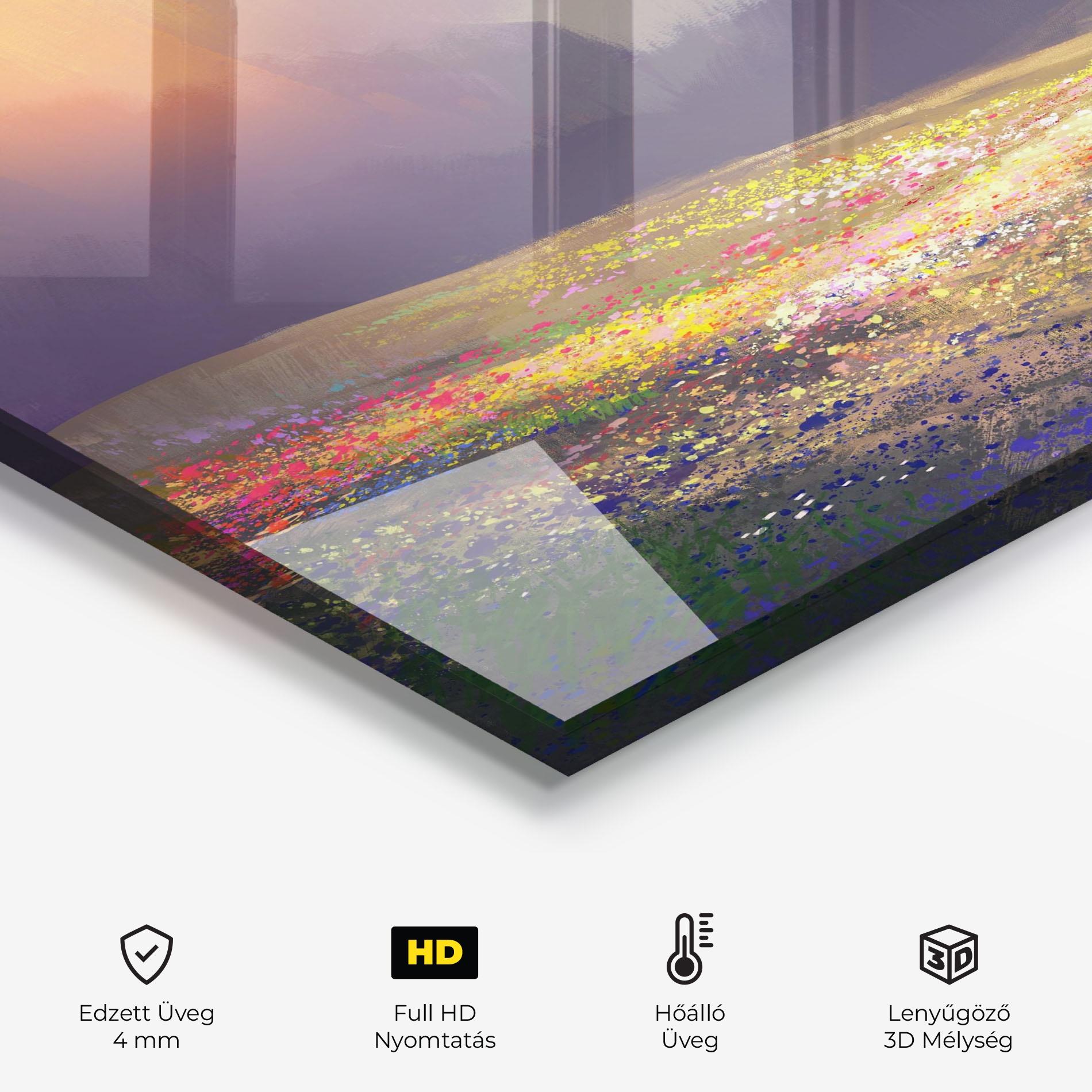 Konyhai üveg hátfal Pretty Spring Field mockup 2