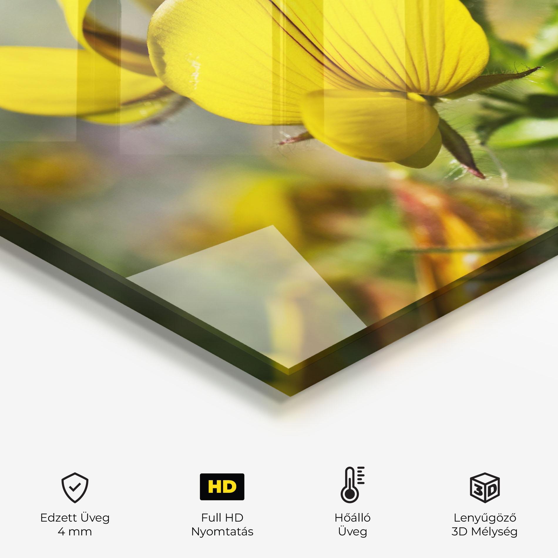 Konyhai üveg hátfal Pretty Spring Yellow Flower mockup 2