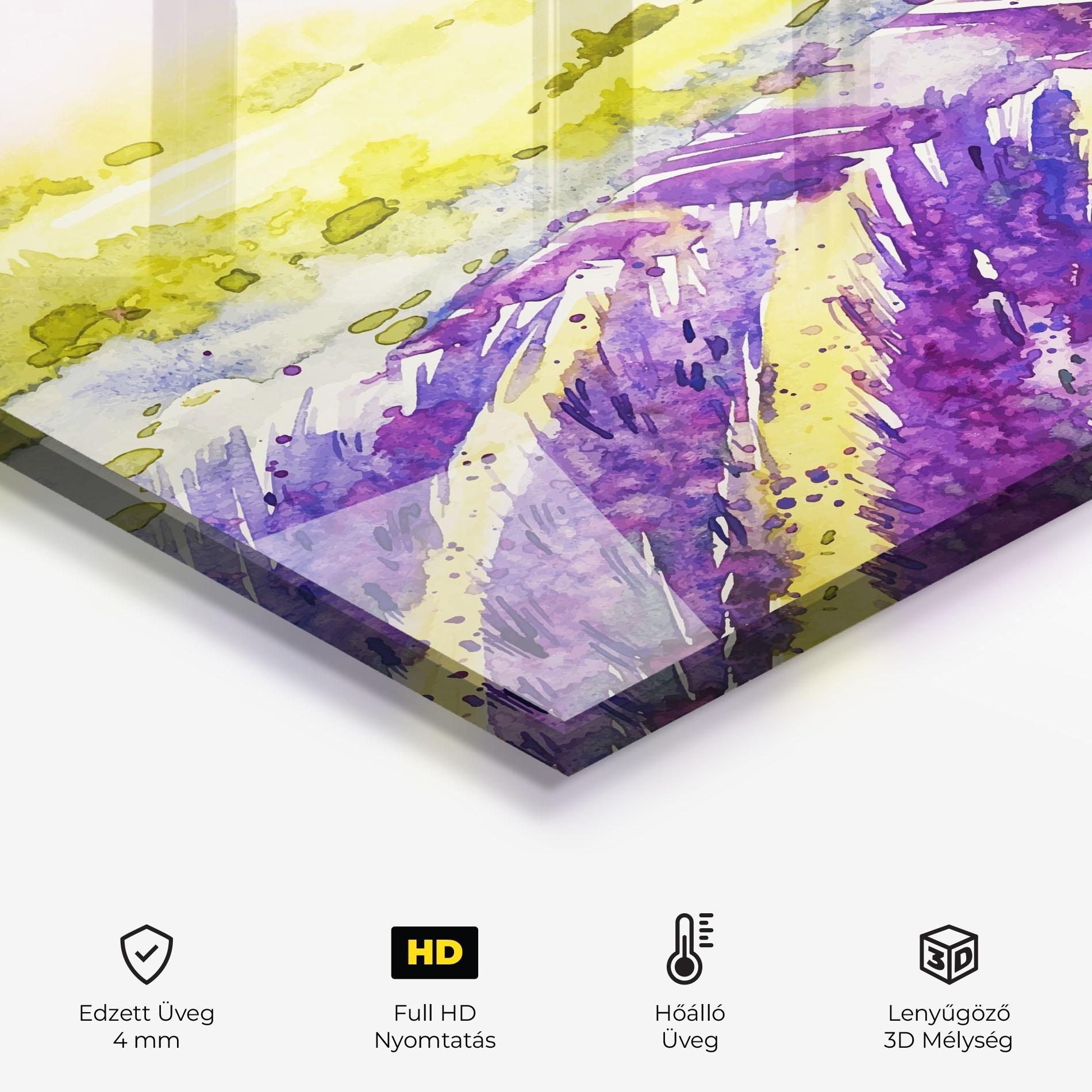 Konyhai üveg hátfal Purple Spring Field mockup 2