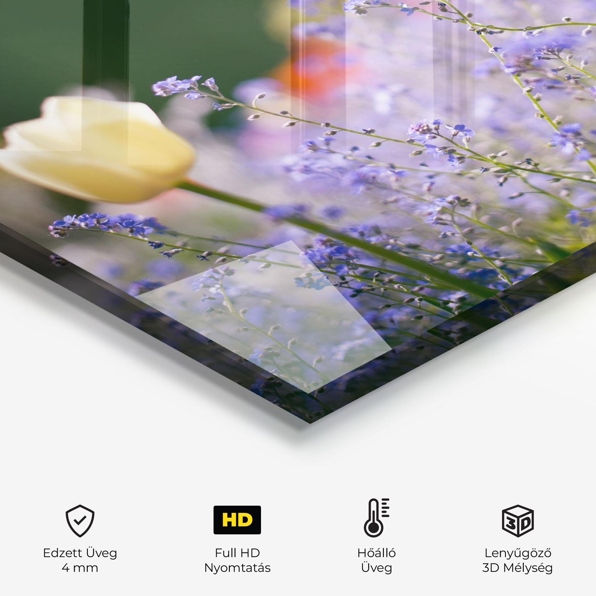 Konyhai üveg hátfal Small Little Spring Flower mockup 2