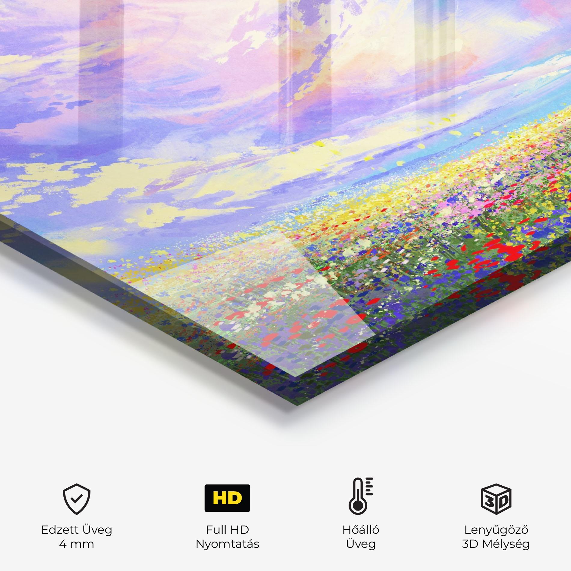 Konyhai üveg hátfal Spring Field mockup 2