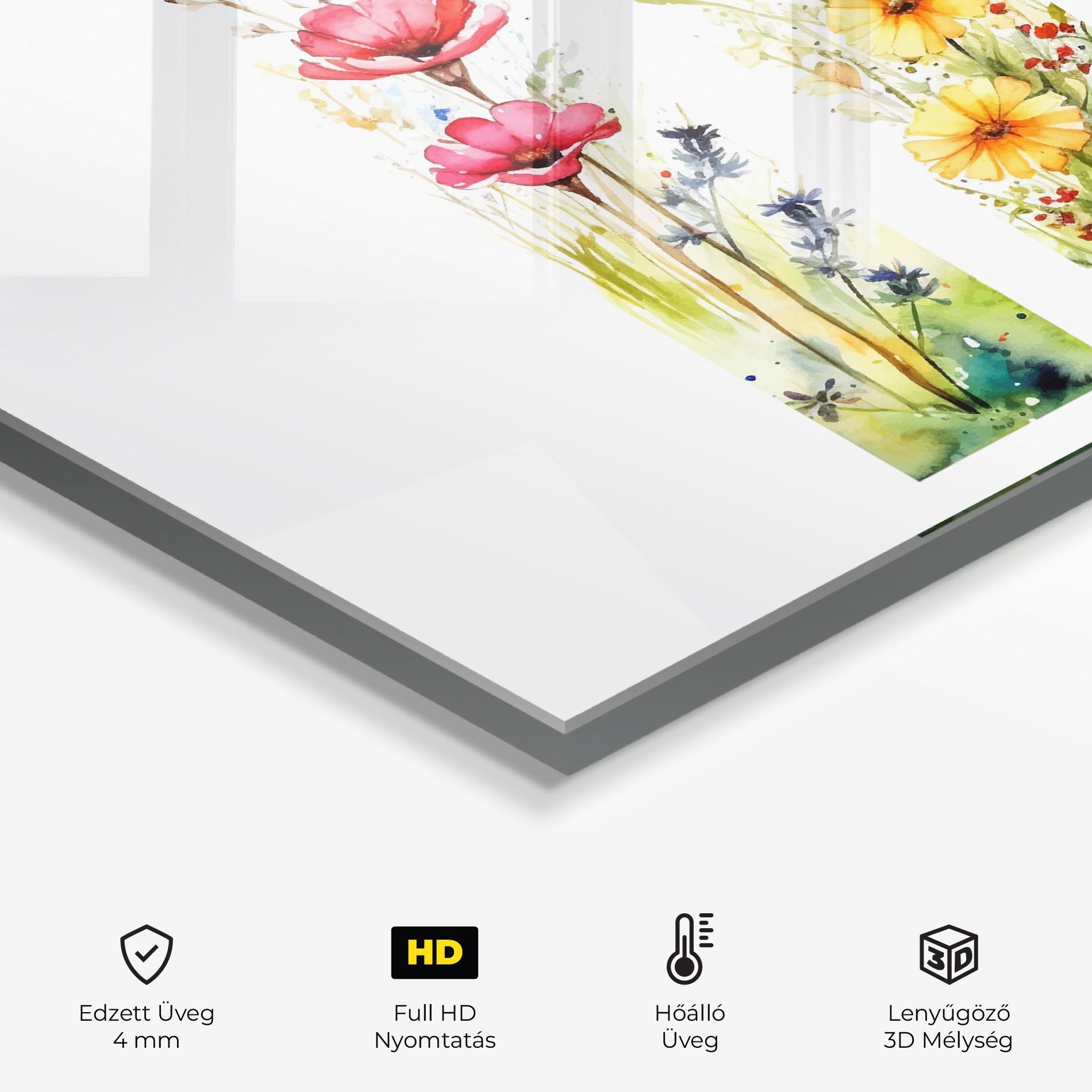 Konyhai üveg hátfal Spring Flowers Set mockup 2