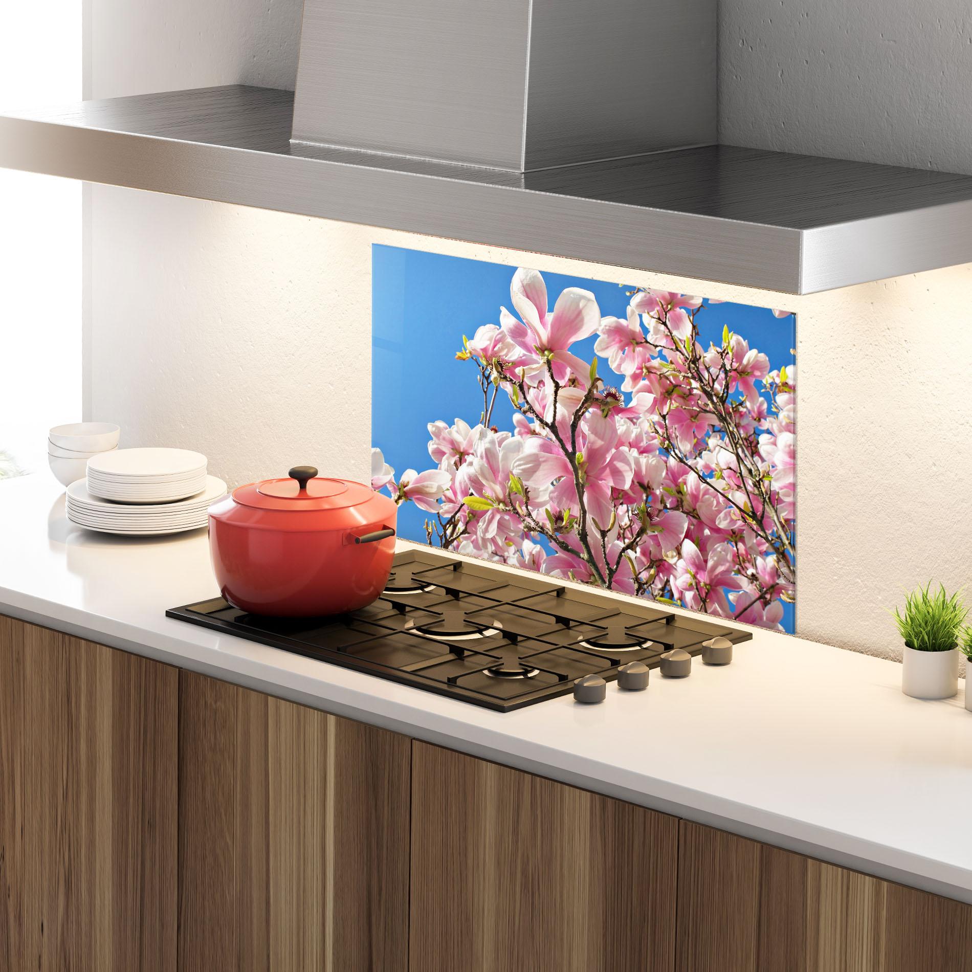 Konyhai üveg hátfal Beautiful Pink Chinese Tree mockup 4