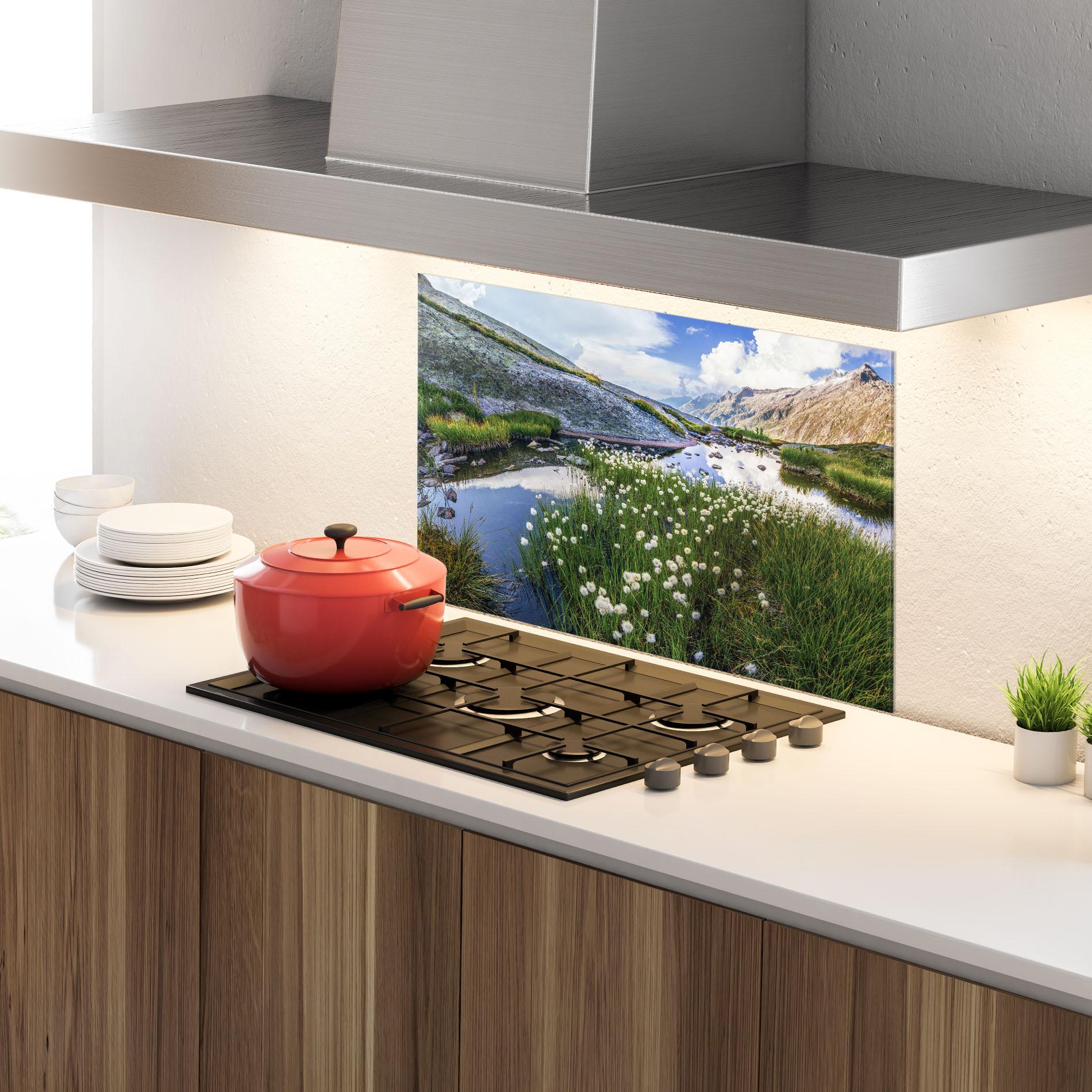 Konyhai üveg hátfal Lake Spring View mockup 4