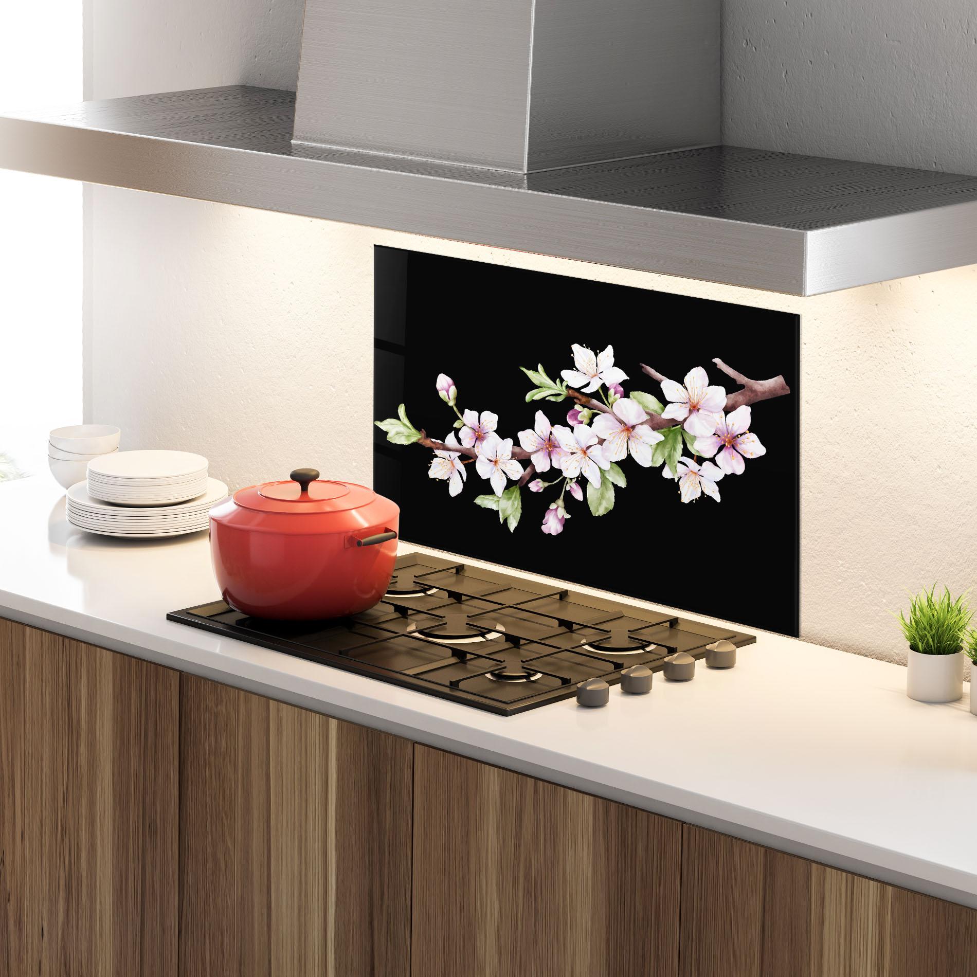 Konyhai üveg hátfal Pretty Flower Spring mockup 4