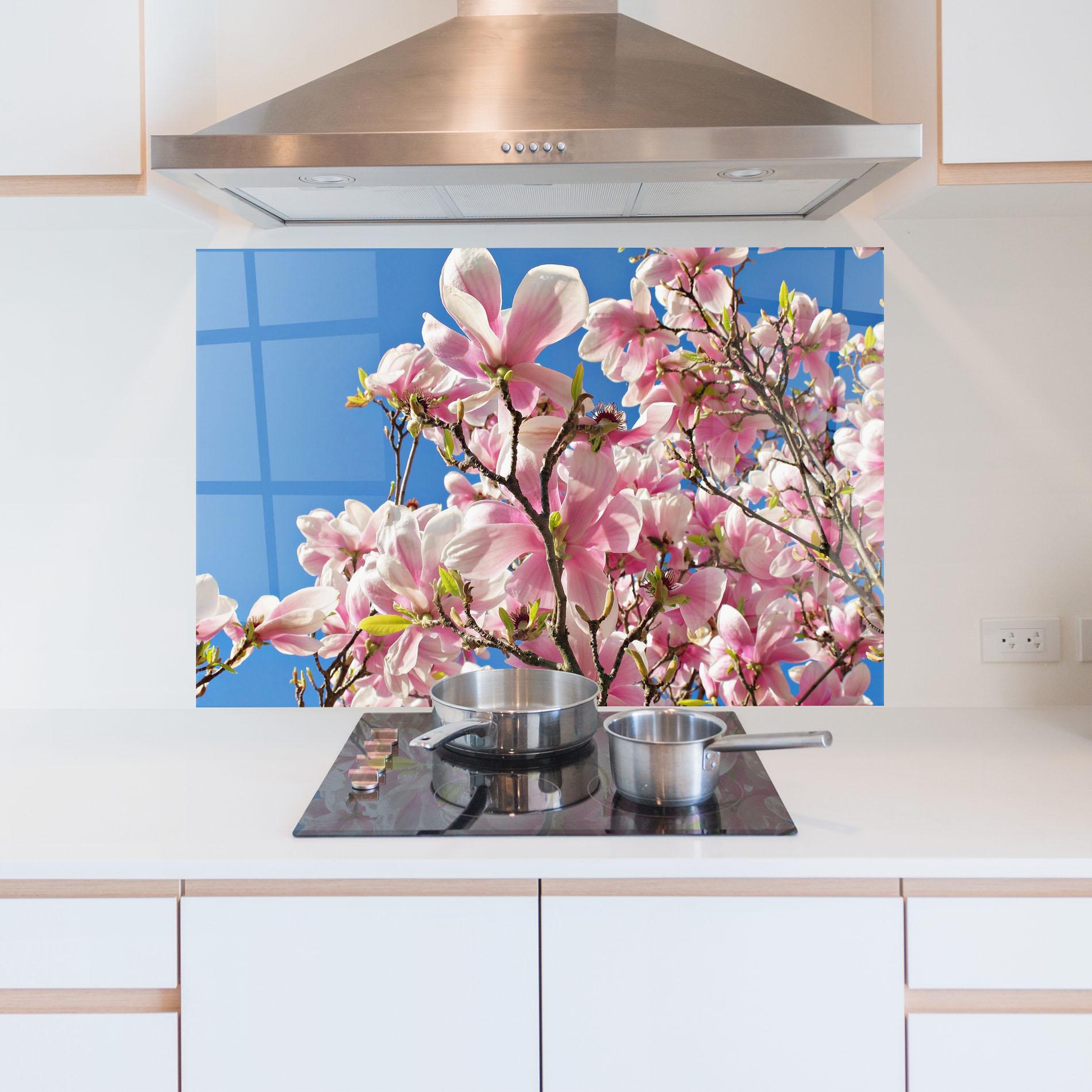 Konyhai üveg hátfal Beautiful Pink Chinese Tree mockup 5