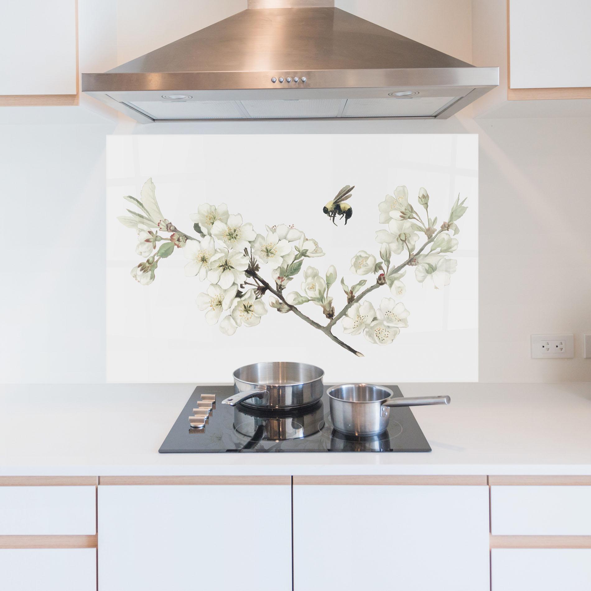 Konyhai üveg hátfal Bee Spring Flower mockup 5