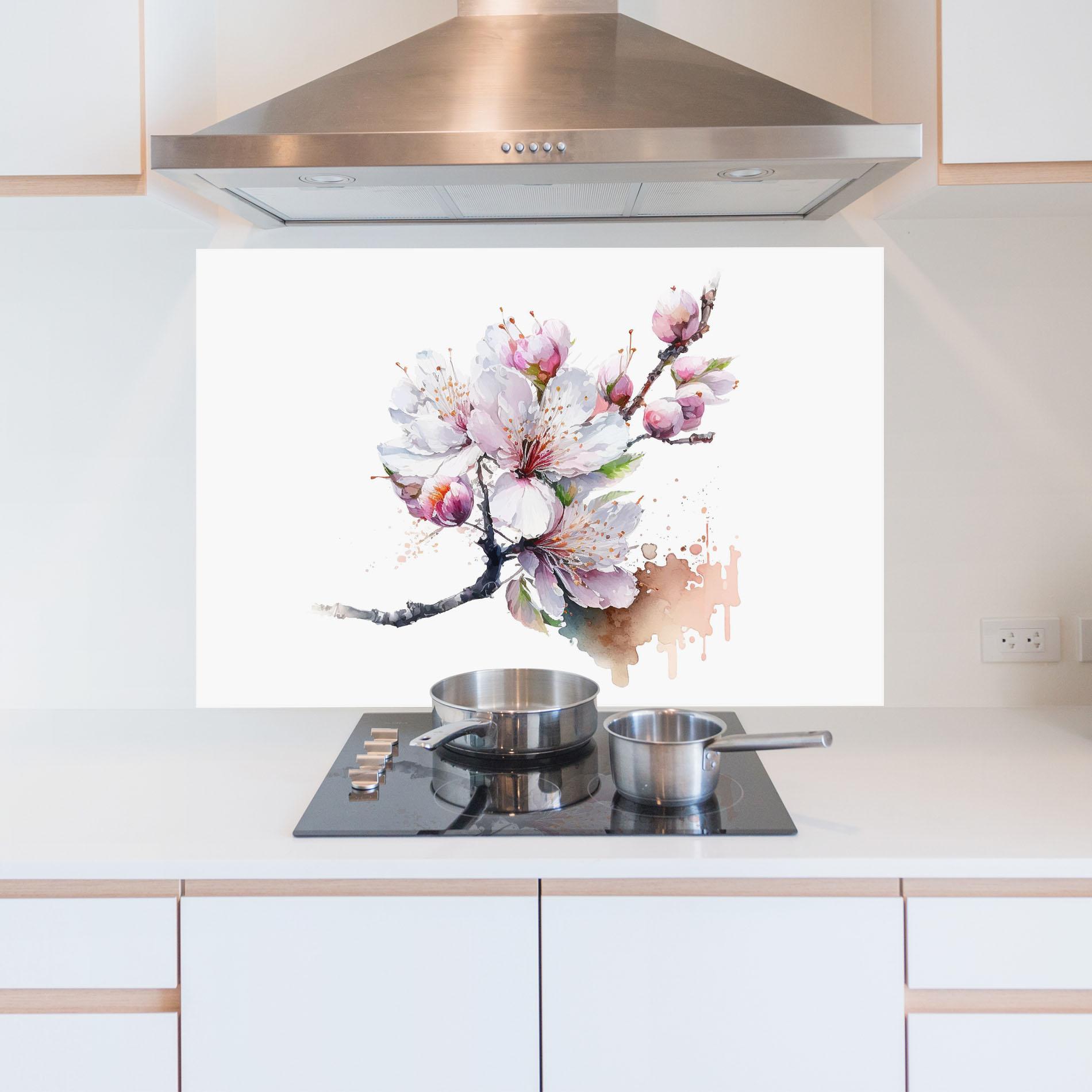 Konyhai üveg hátfal Cherry Spring Art mockup 5