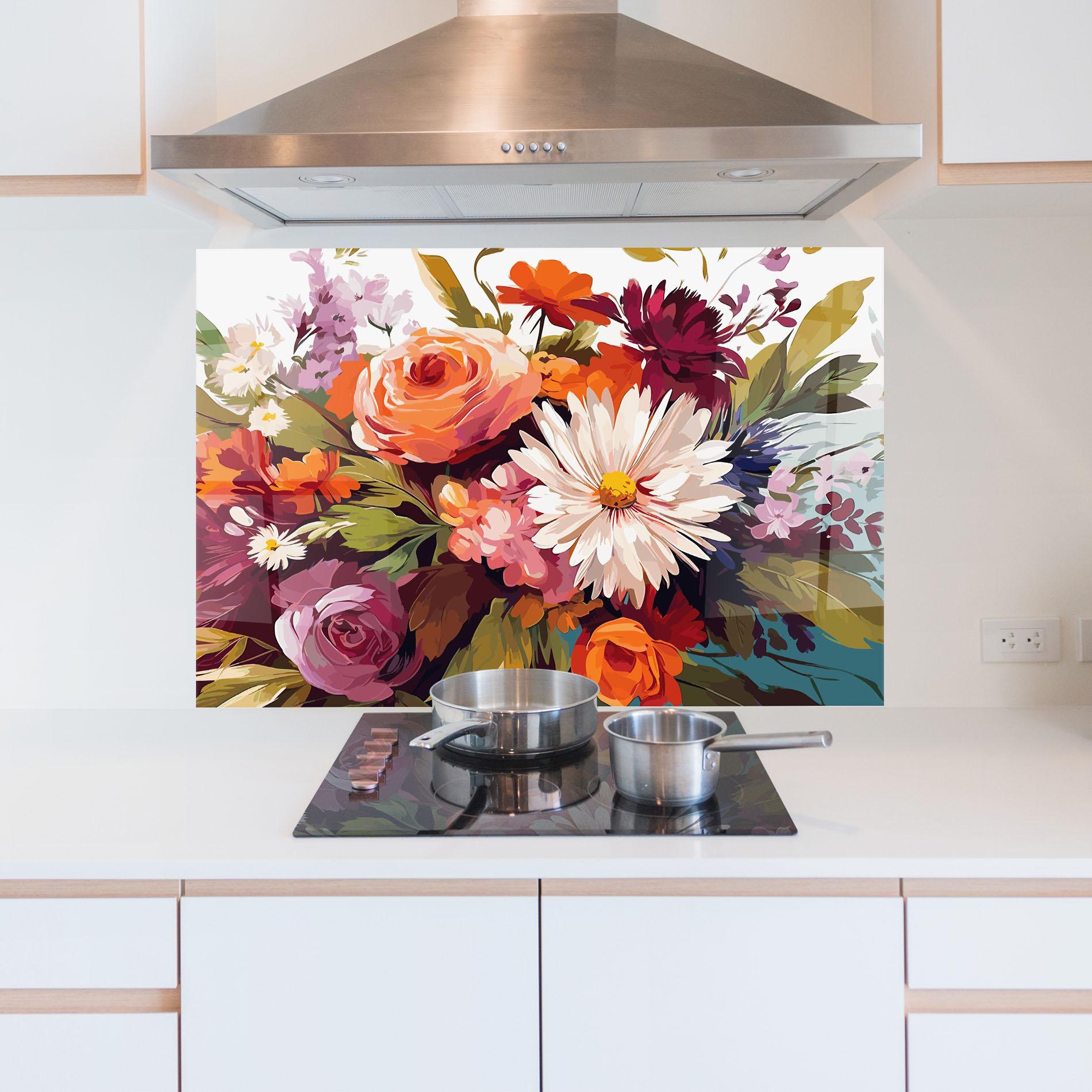 Konyhai üveg hátfal Cream Orange Spring mockup 5