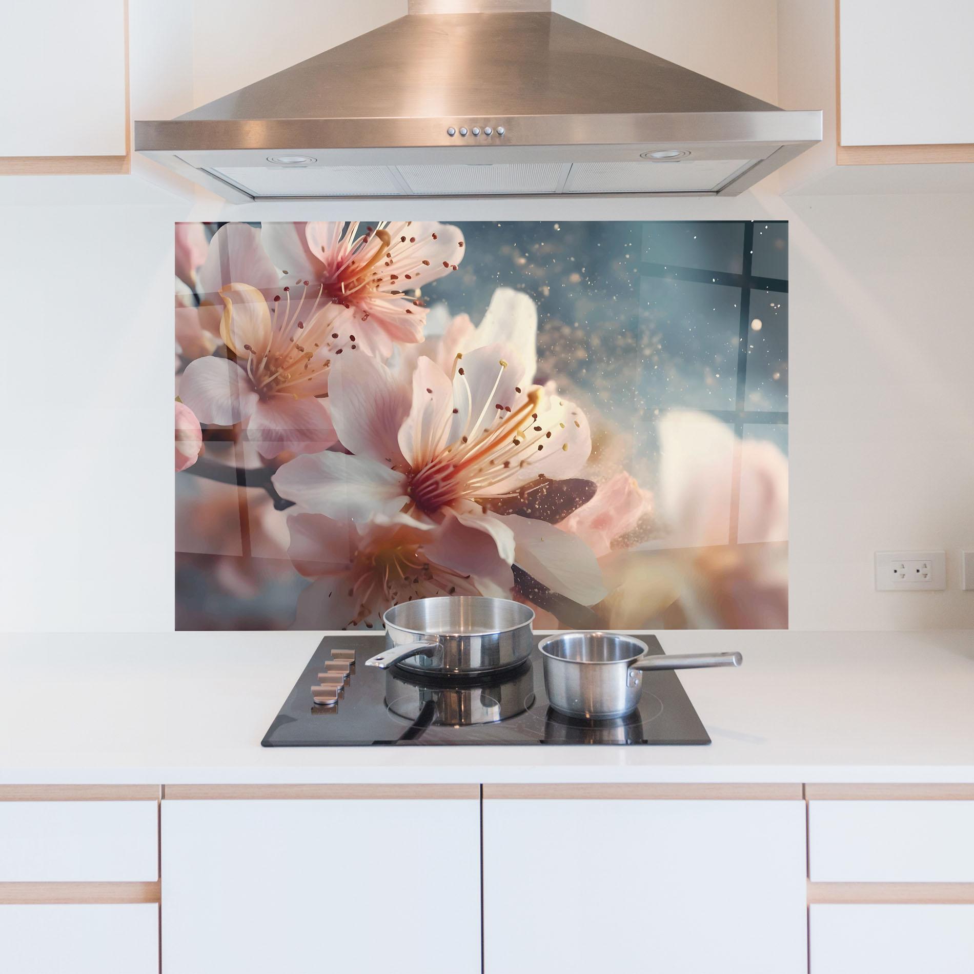 Konyhai üveg hátfal Flower Spring Art mockup 5