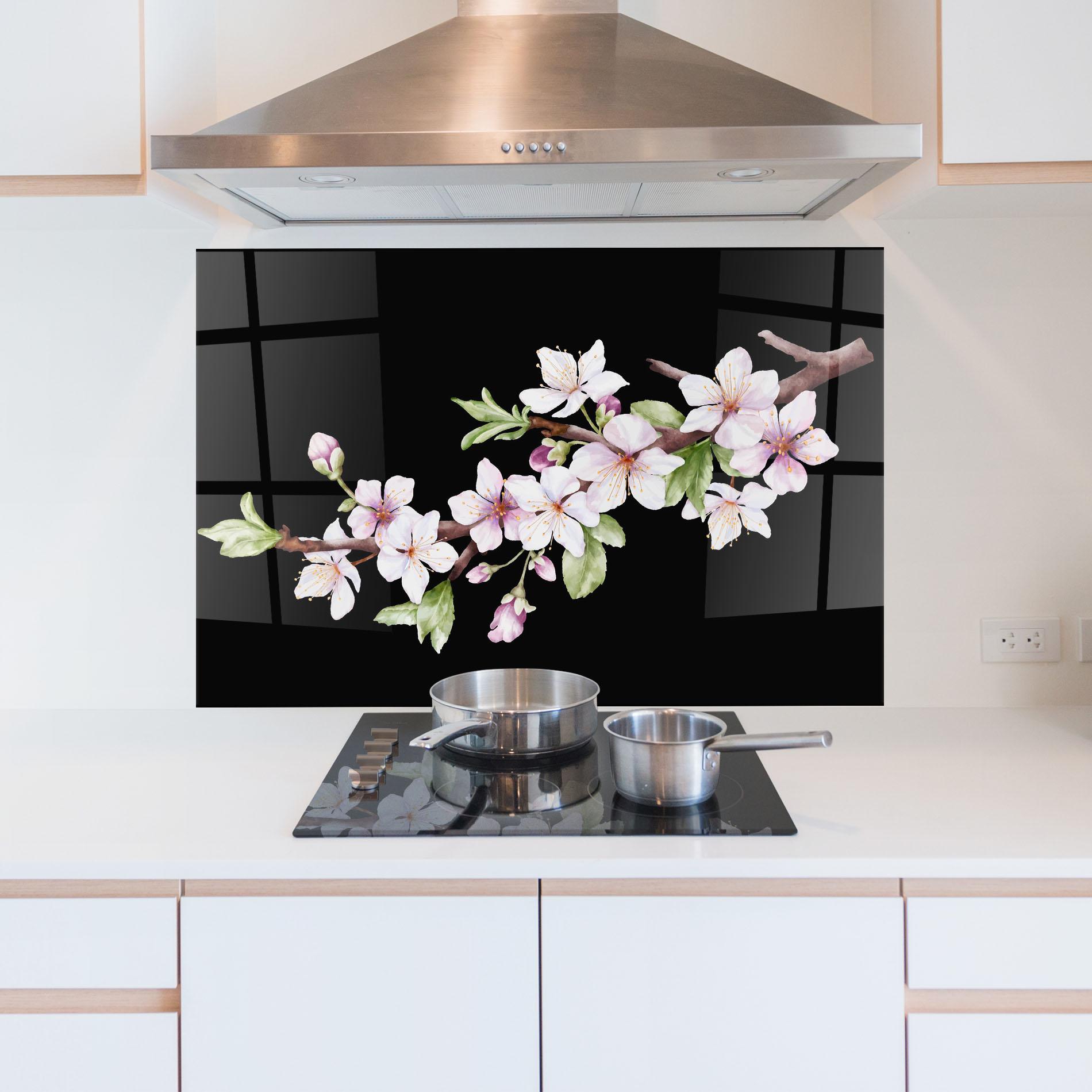 Konyhai üveg hátfal Pretty Flower Spring mockup 5