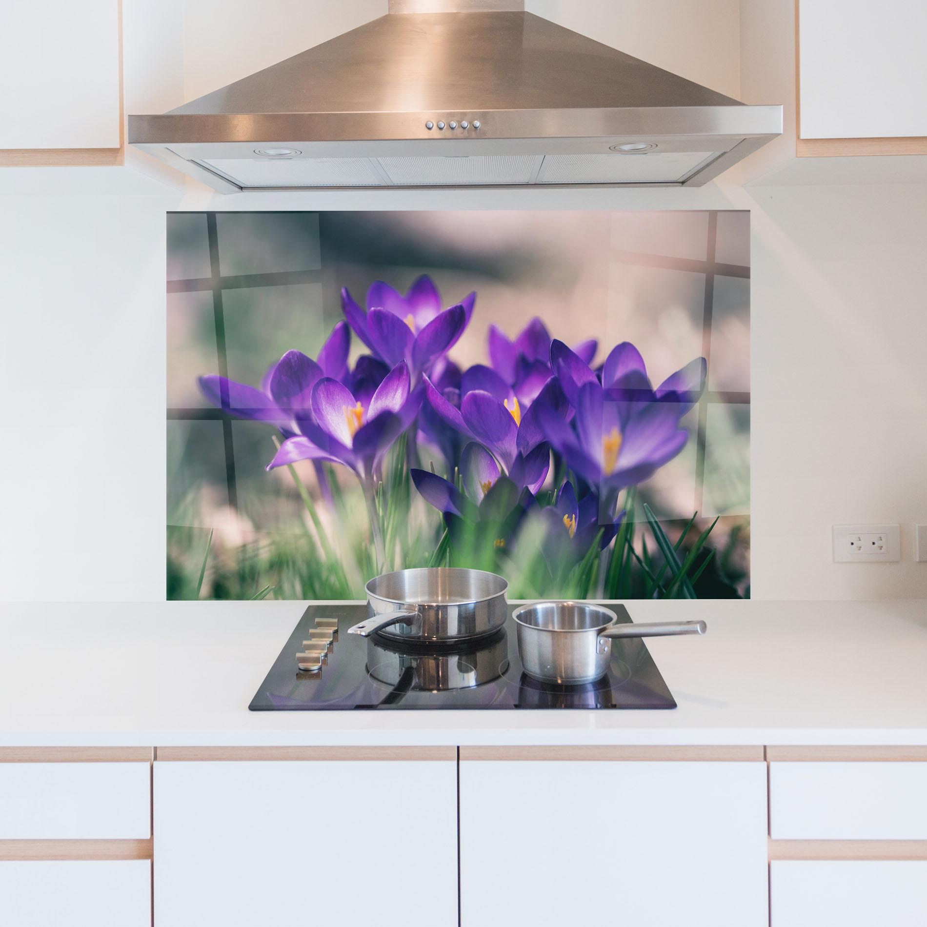 Konyhai üveg hátfal Pretty Spring Flower mockup 5