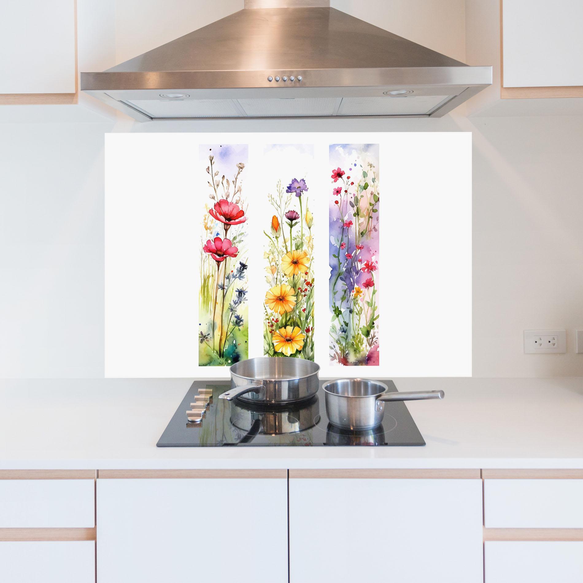 Konyhai üveg hátfal Spring Flowers Set mockup 5