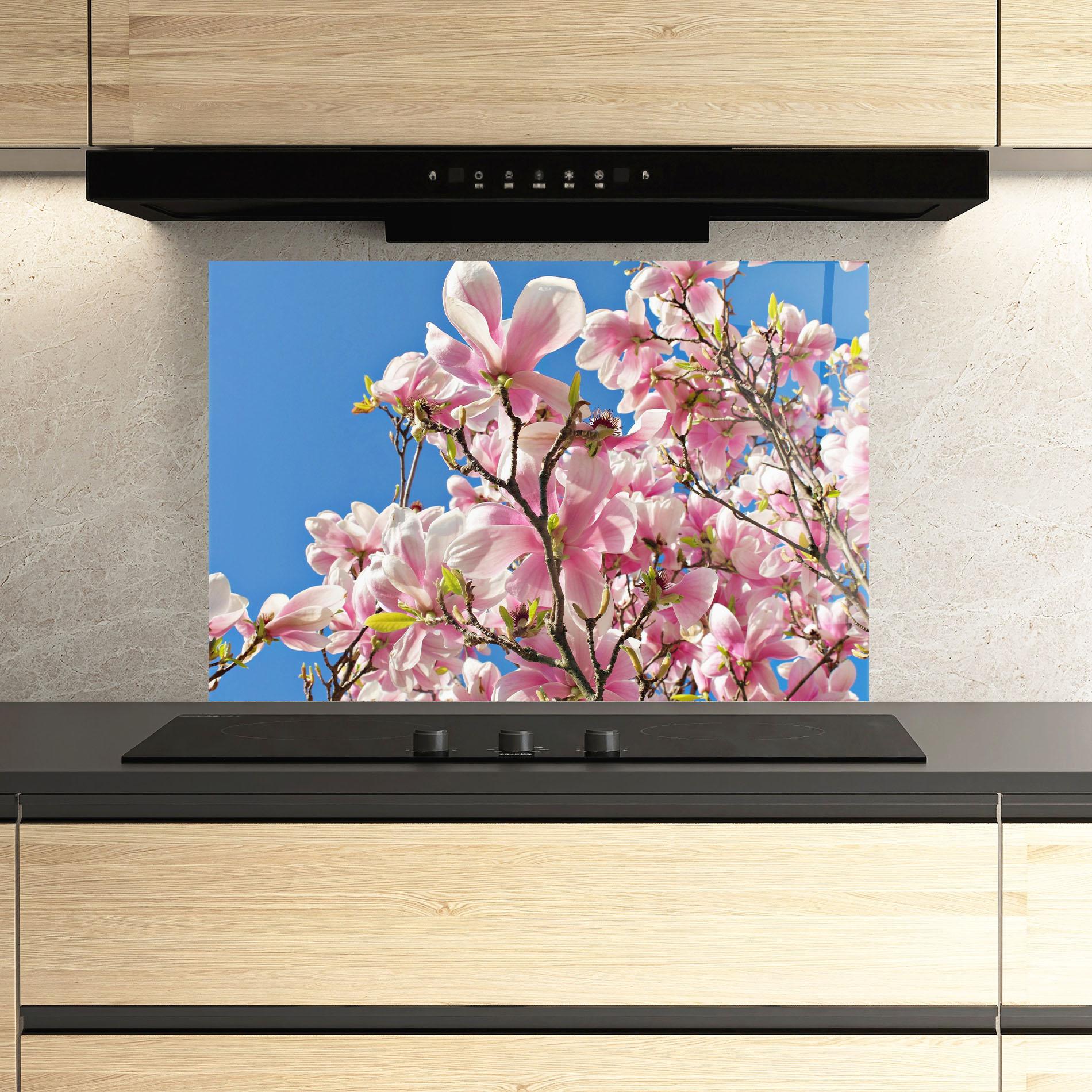 Konyhai üveg hátfal Beautiful Pink Chinese Tree mockup 3