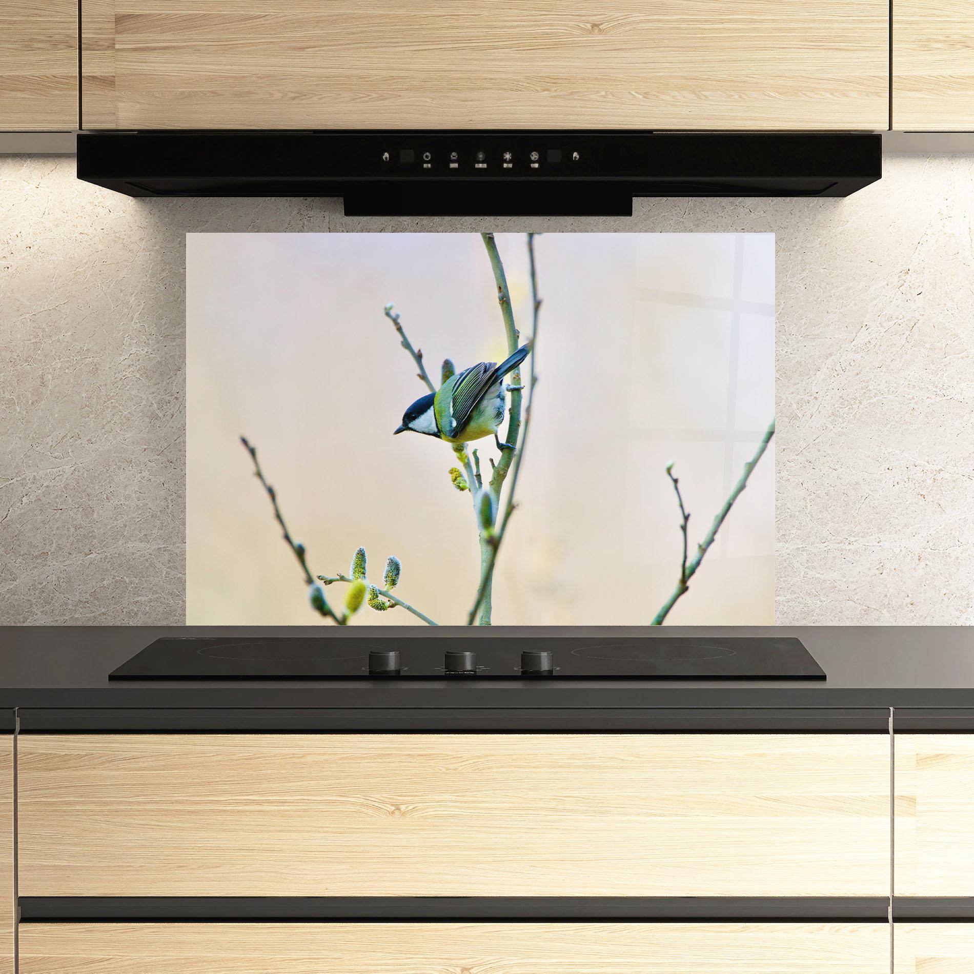 Konyhai üveg hátfal Beautiful Spring Bird mockup 3
