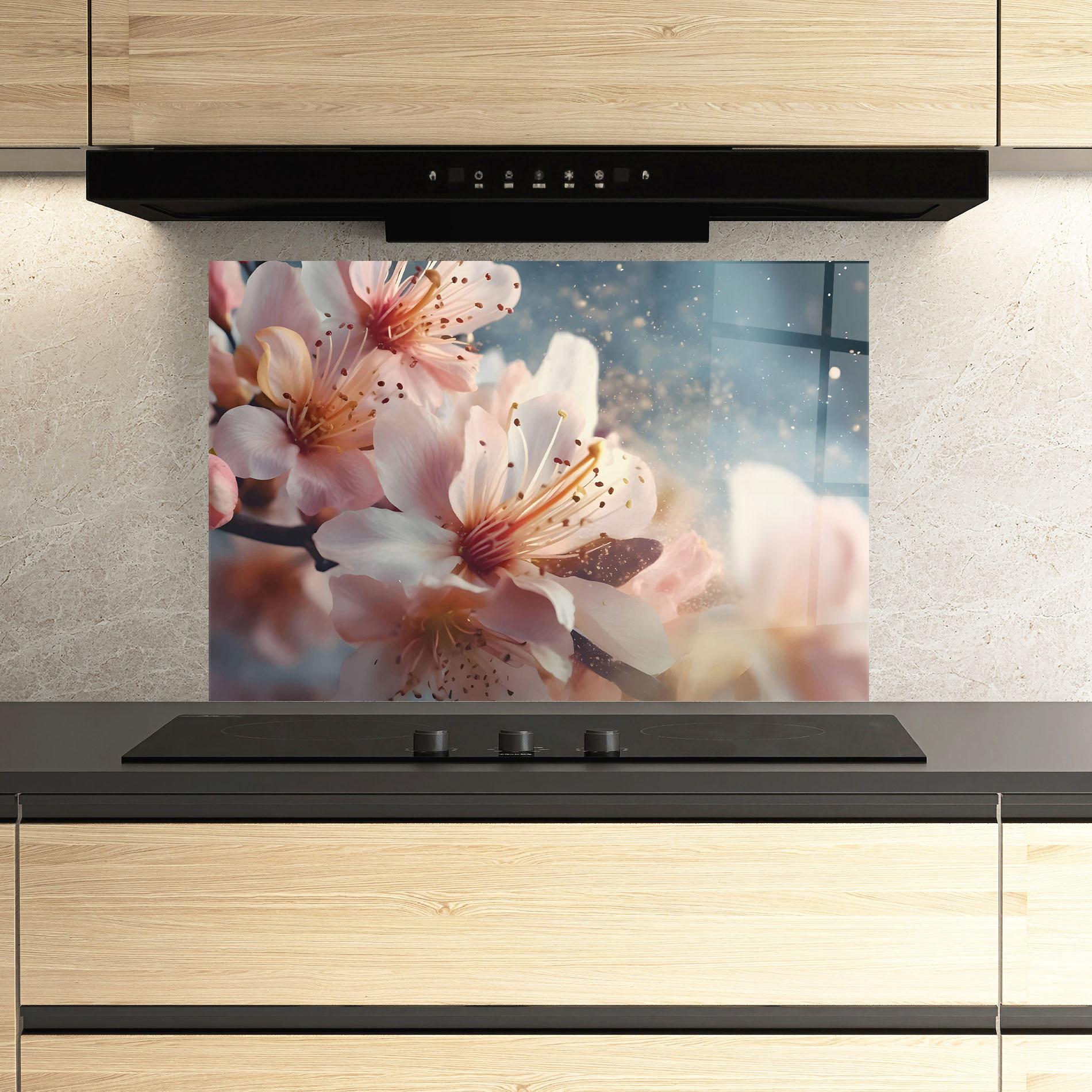 Konyhai üveg hátfal Flower Spring Art mockup 3