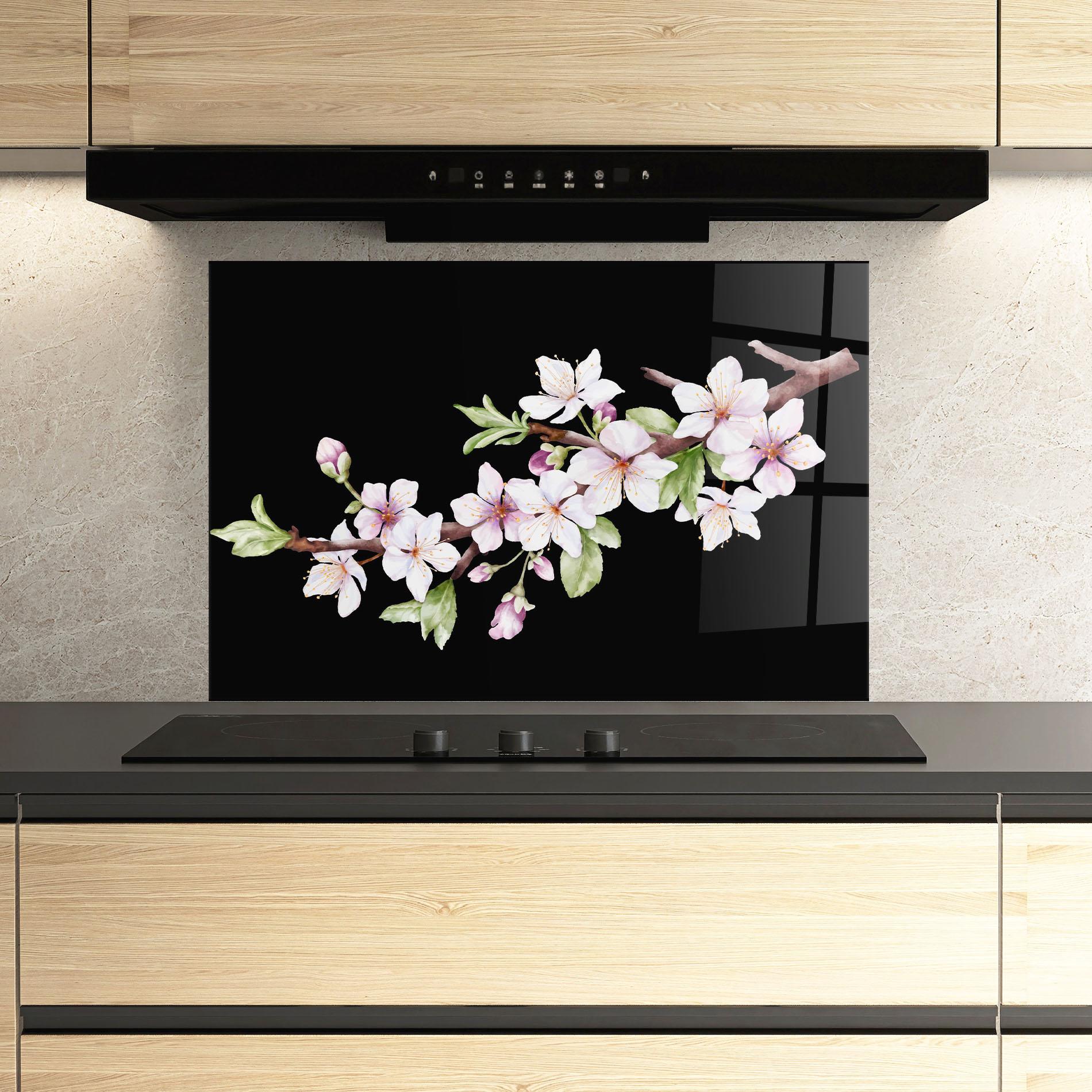 Konyhai üveg hátfal Pretty Flower Spring mockup 3