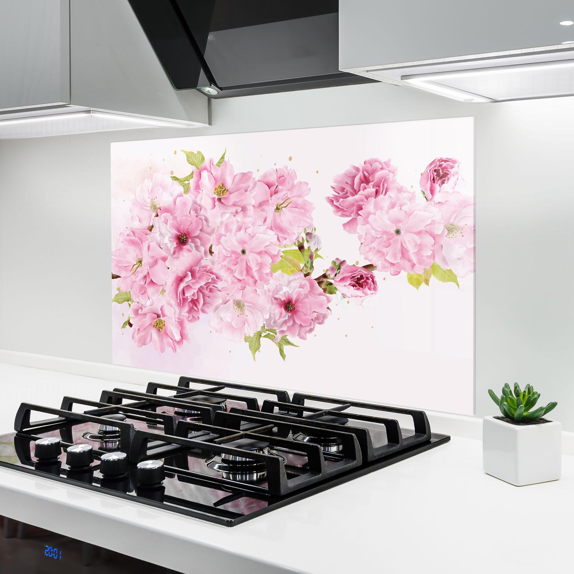 Konyhai üveg hátfal Cherry Flower Spring mockup 6