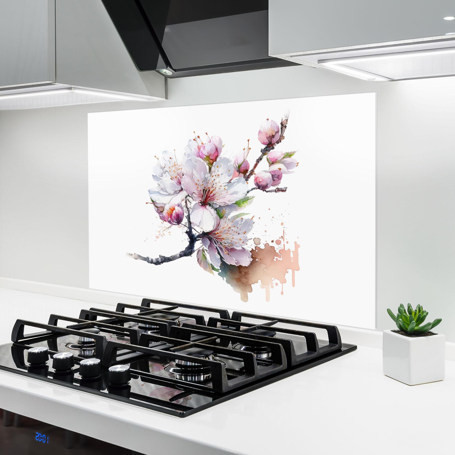 Konyhai üveg hátfal Cherry Spring Art mockup 6