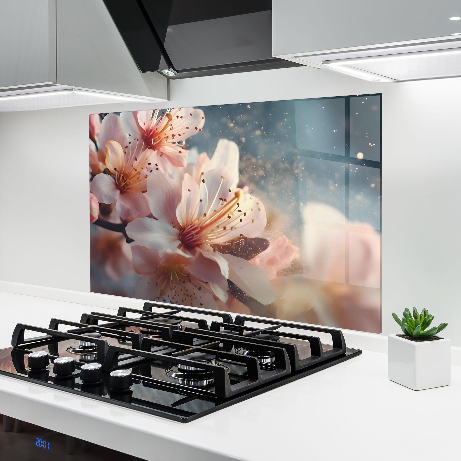 Konyhai üveg hátfal Flower Spring Art mockup 6