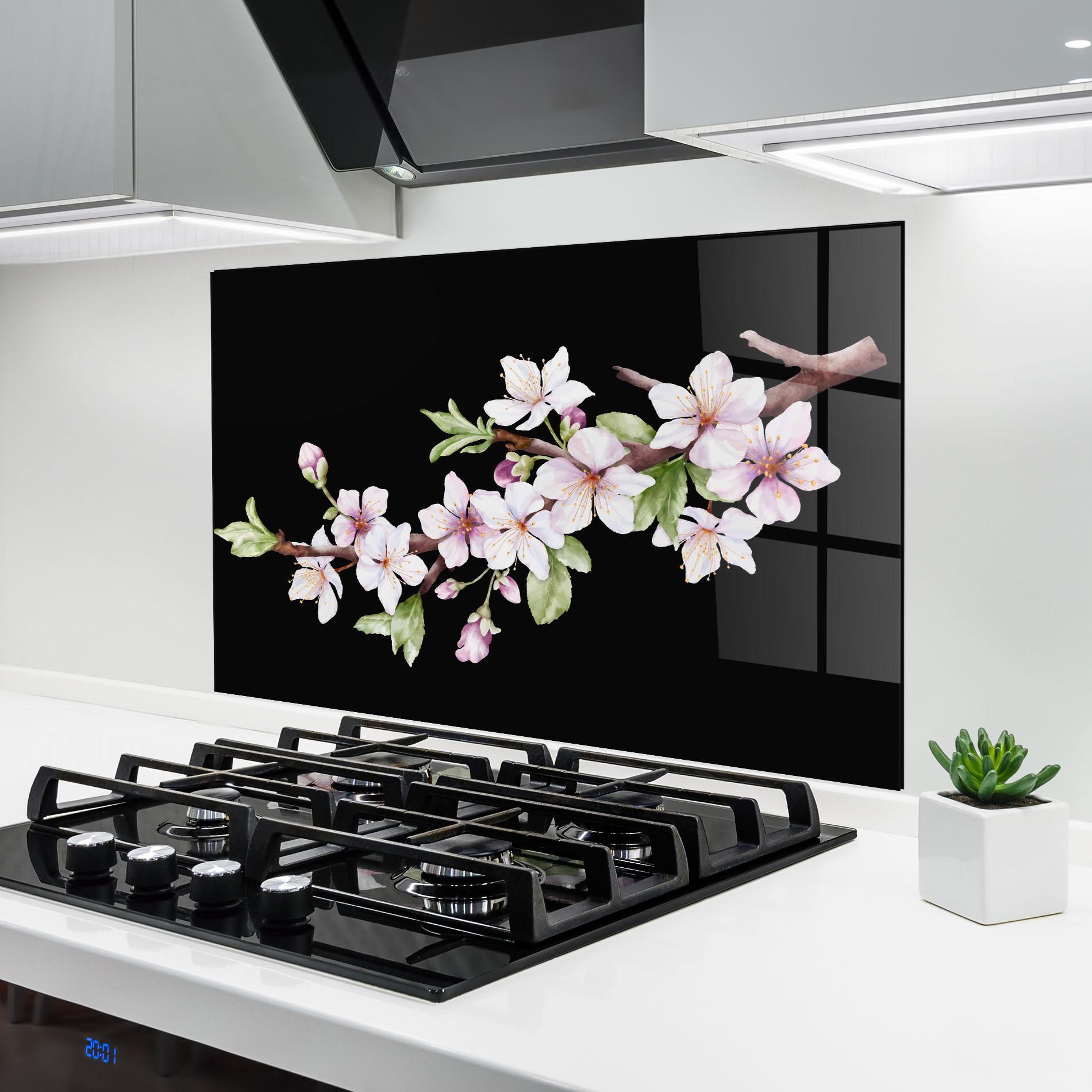 Konyhai üveg hátfal Pretty Flower Spring mockup 6