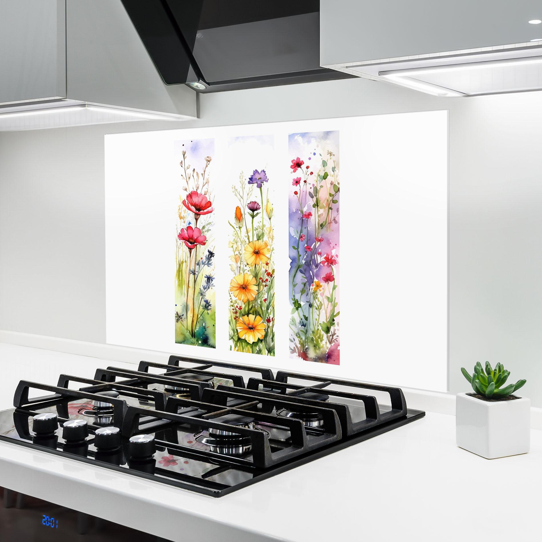 Konyhai üveg hátfal Spring Flowers Set mockup 6