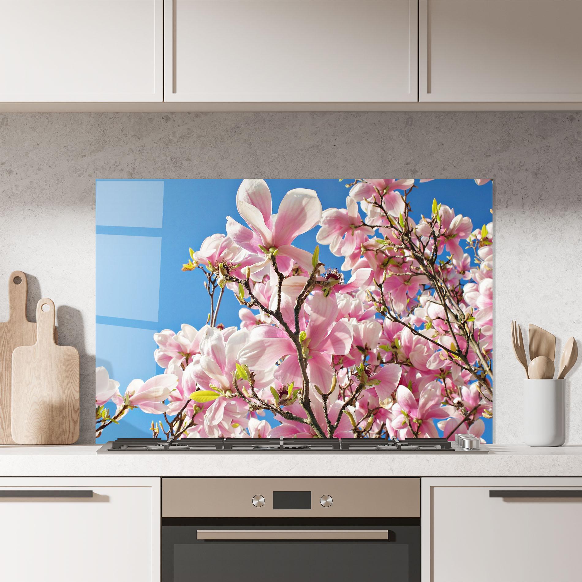 Konyhai üveg hátfal Beautiful Pink Chinese Tree mockup 7