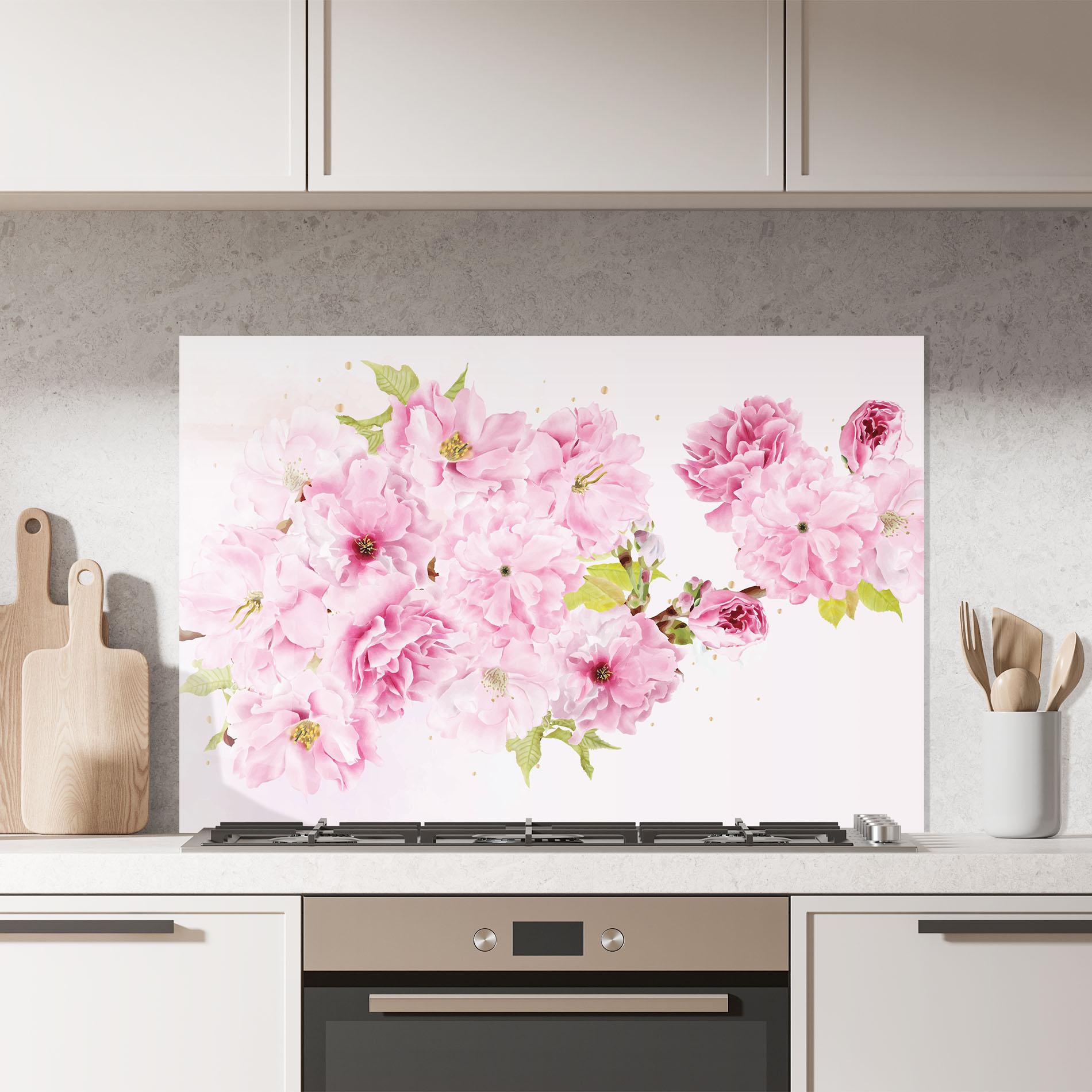 Konyhai üveg hátfal Cherry Flower Spring mockup 7