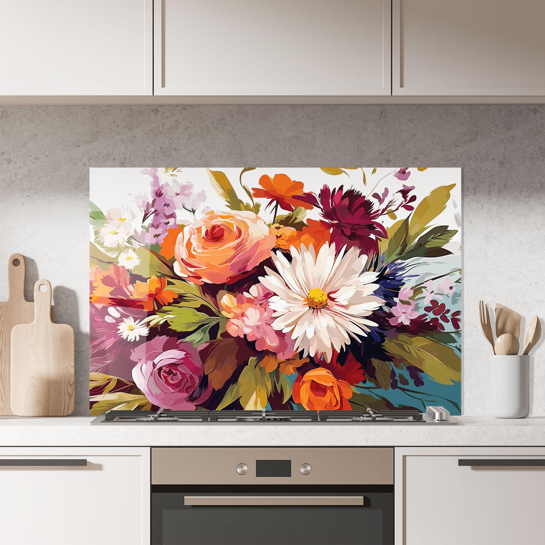 Konyhai üveg hátfal Cream Orange Spring mockup 7