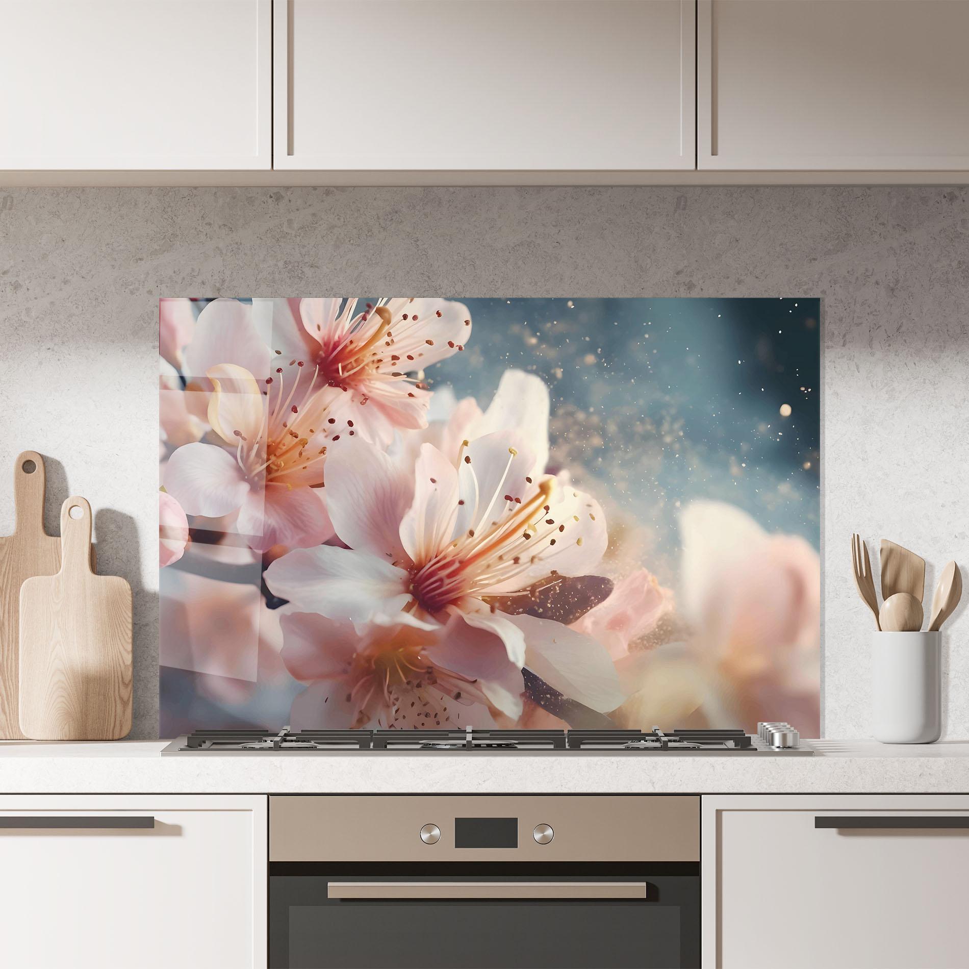 Konyhai üveg hátfal Flower Spring Art mockup 7