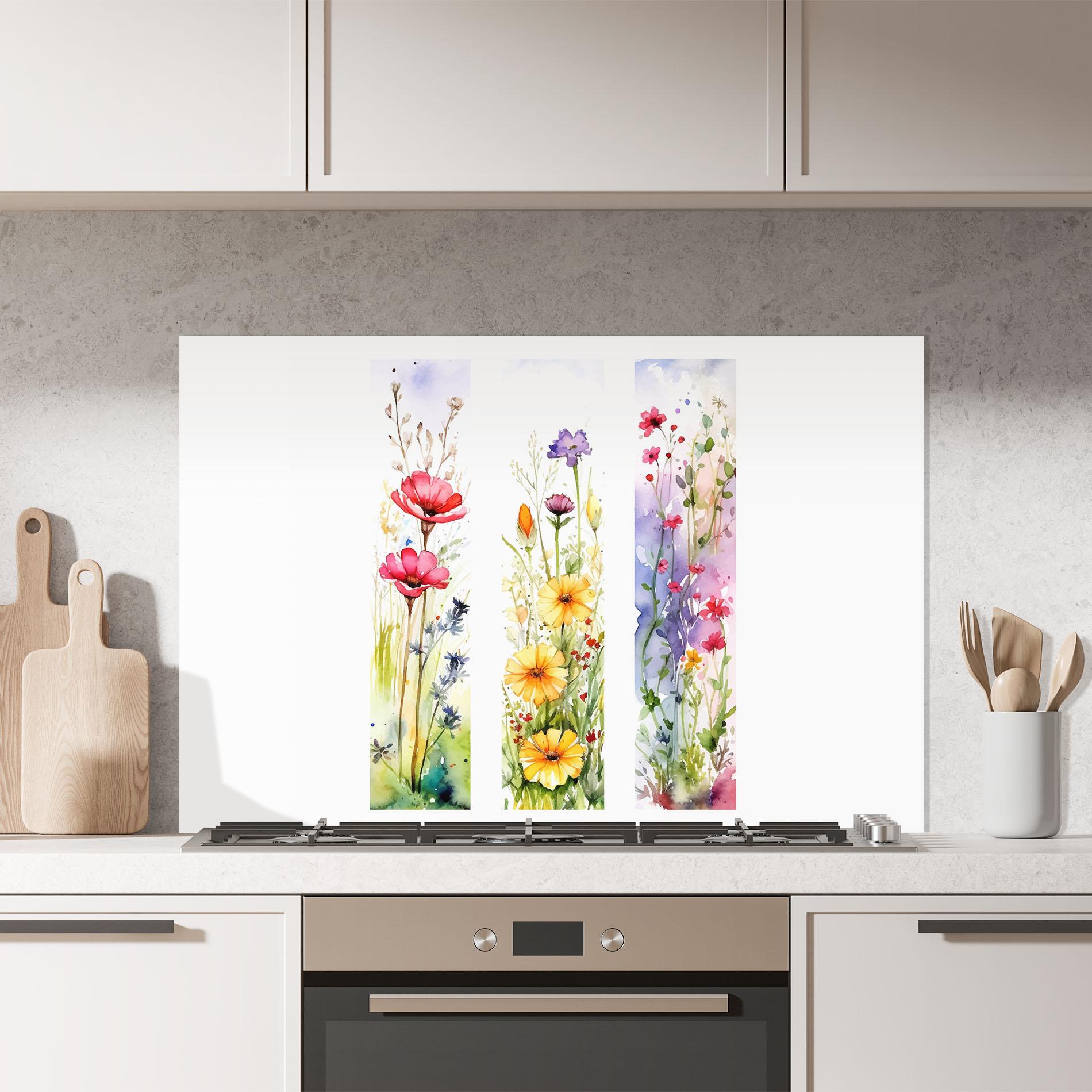 Konyhai üveg hátfal Spring Flowers Set mockup 7